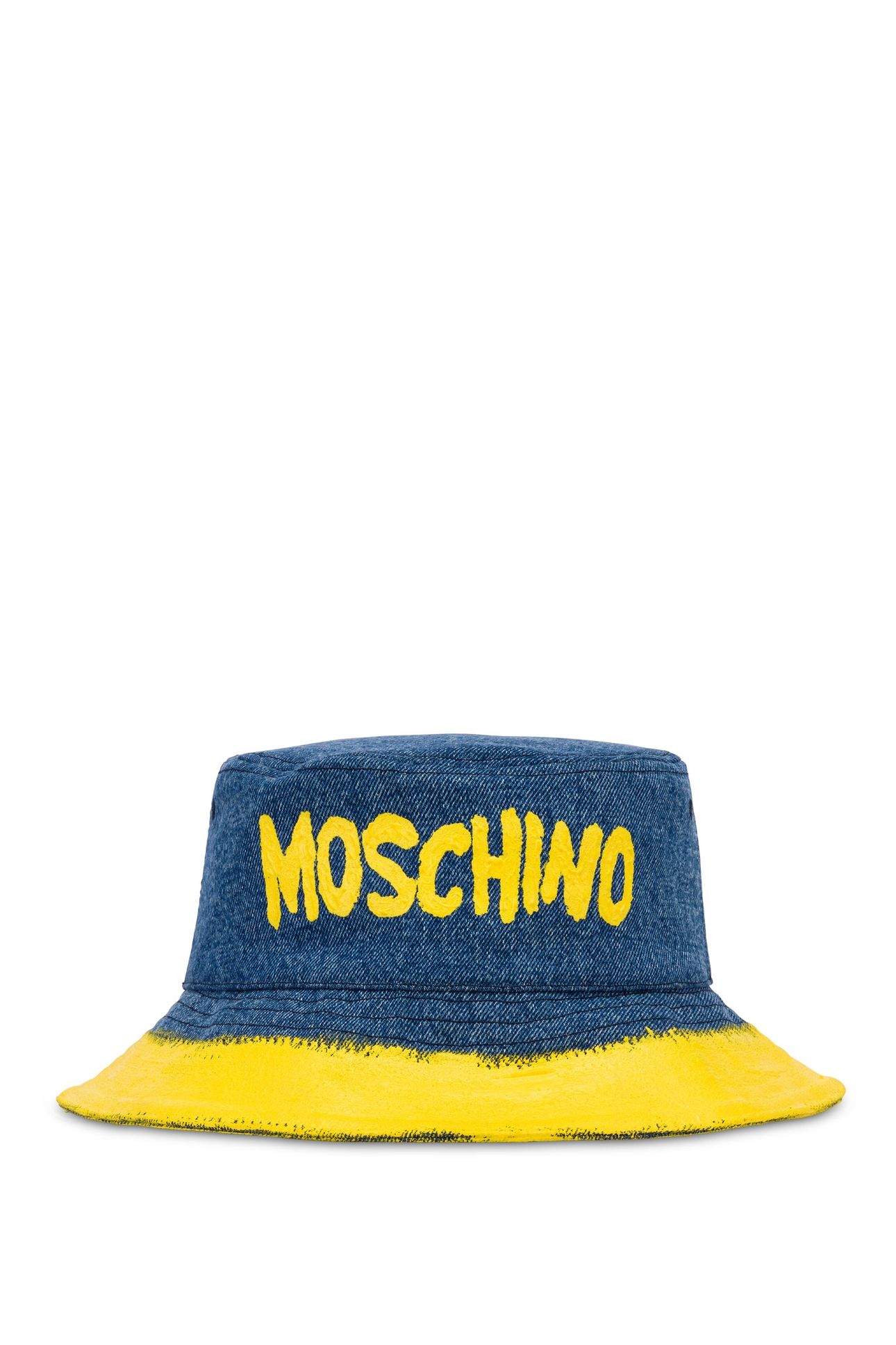 BUCKET HAT IN DENIM MOSCHINO PAINT BLUE 1