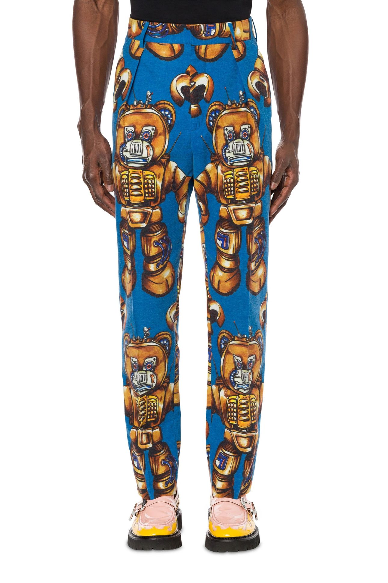 ROBOT BEAR FLANNEL TROUSERS BLUE 1