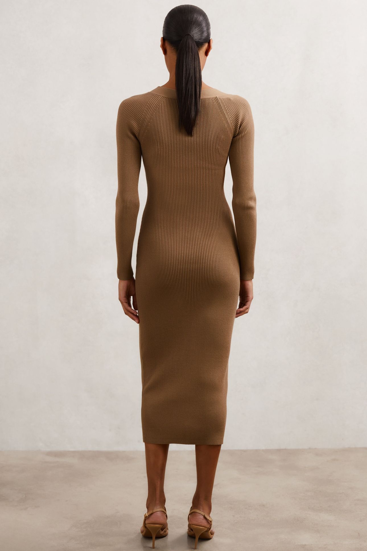KNITTED MIDI DRESS CAMEL 2