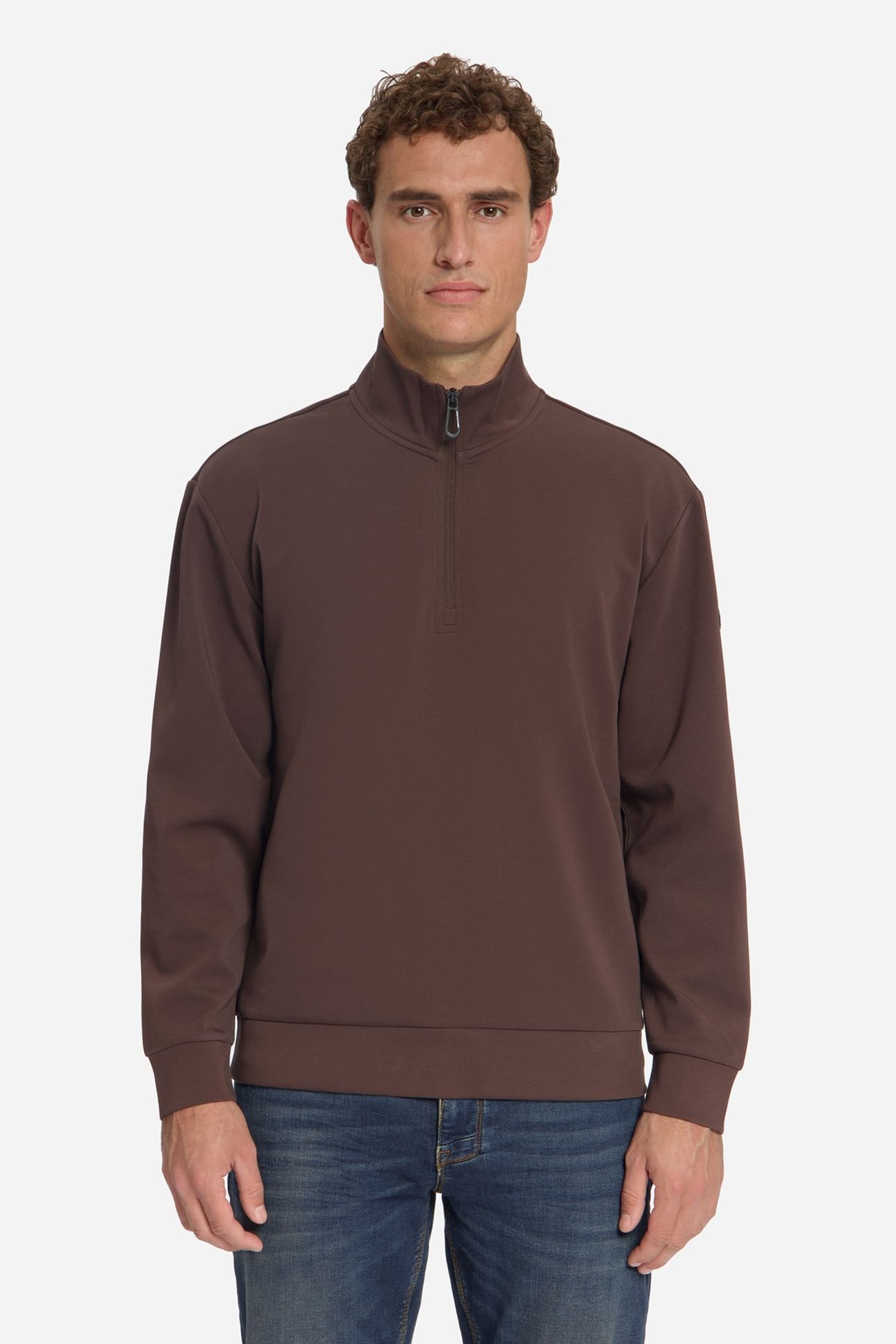SWEATER HALF ZIP DARK BROWN 1