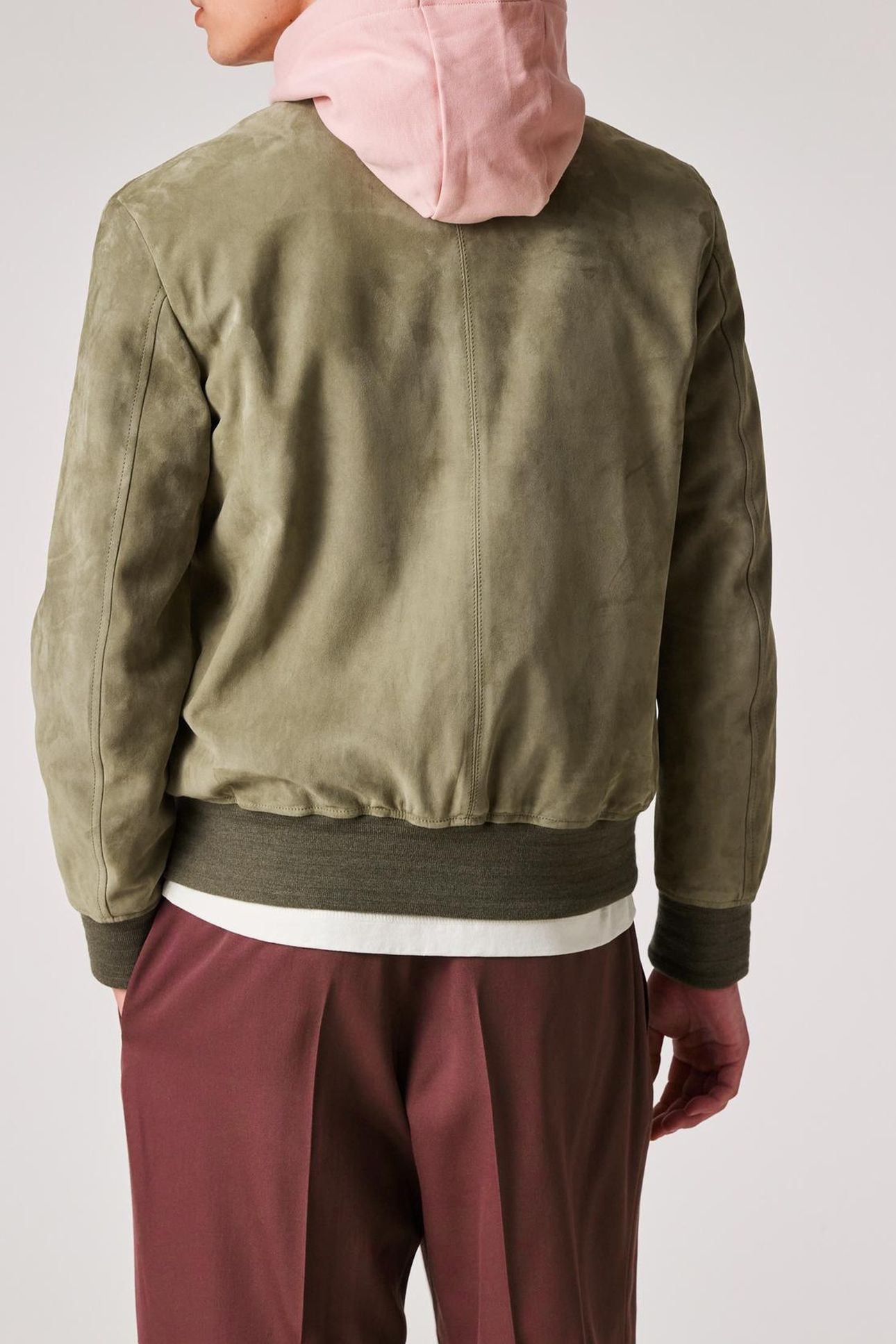 MENS REGULAR FIT SUEDE BOMBER JACKET MILITARY_GREEN 2