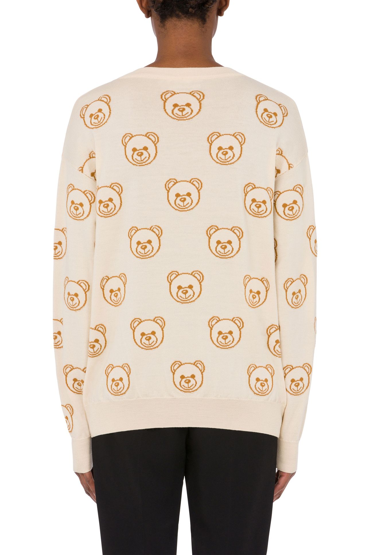ALLOVER TEDDY BEAR WOOL PULLOVER WHITE 2