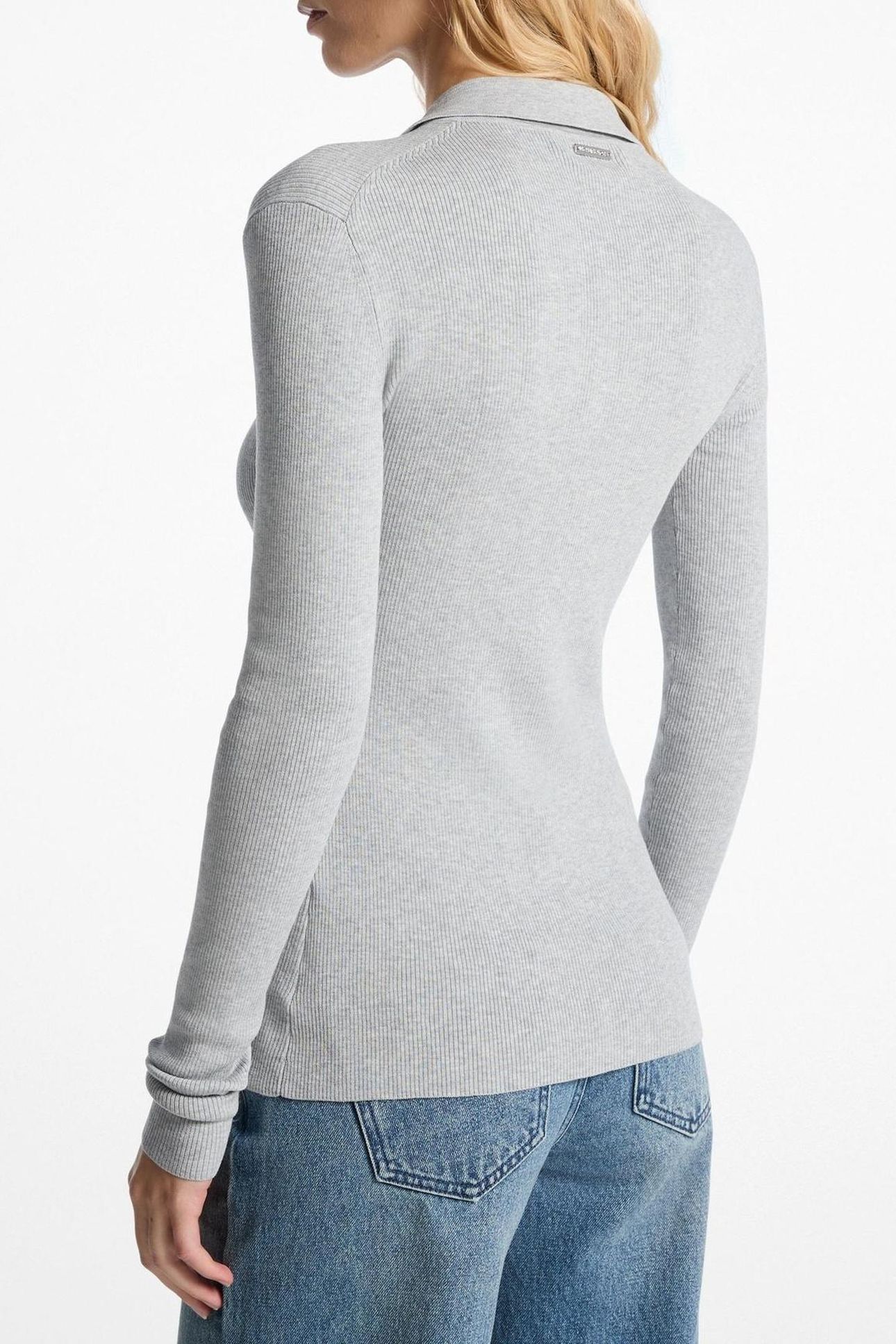 FITTED RIBED LS BUTTON UP PEARL HEATHER 2