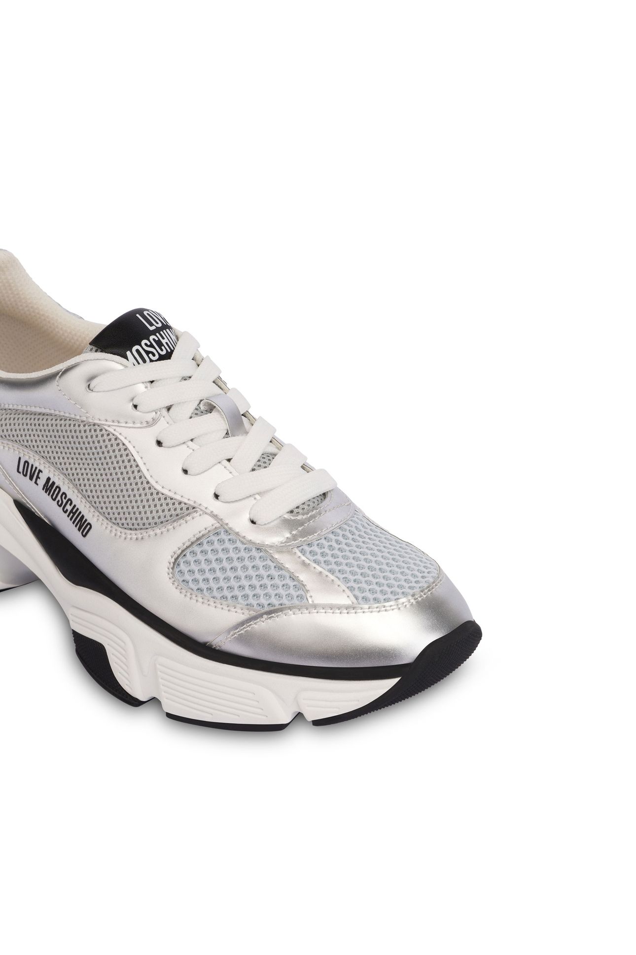 LAMINATE AND MESH SNEAKERS SILVER 3