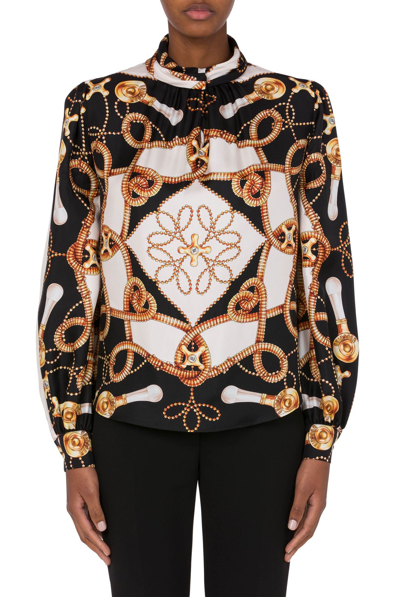 SILK BLOUSE FAUCETS PRINT BLACK 1
