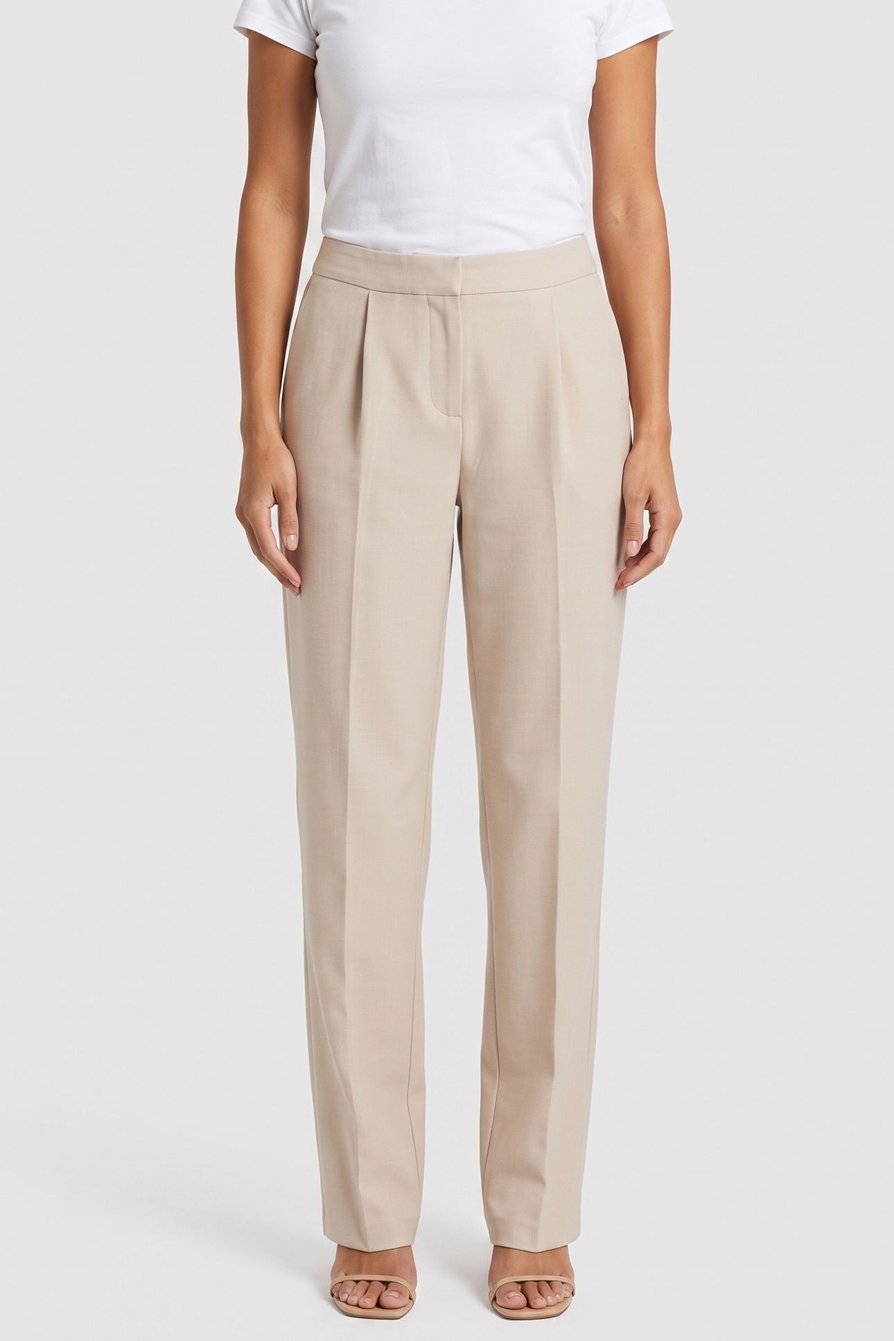 BESSY STRAIGHT PANT LIGHT BEIGE MULTI. 1