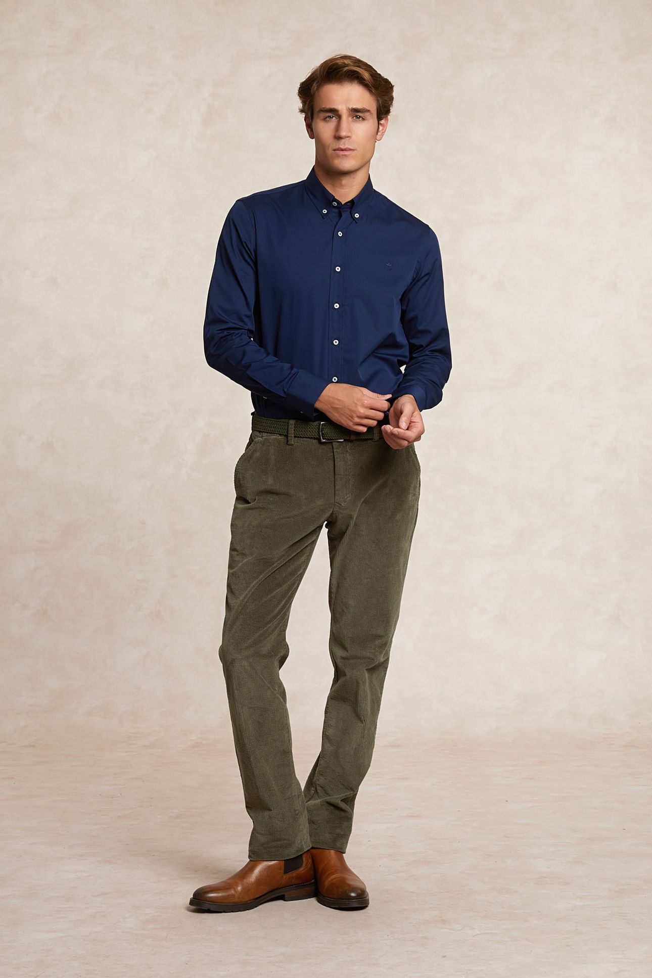 CUSTOM FIT COTTON UNI SHIRT BLUE 1