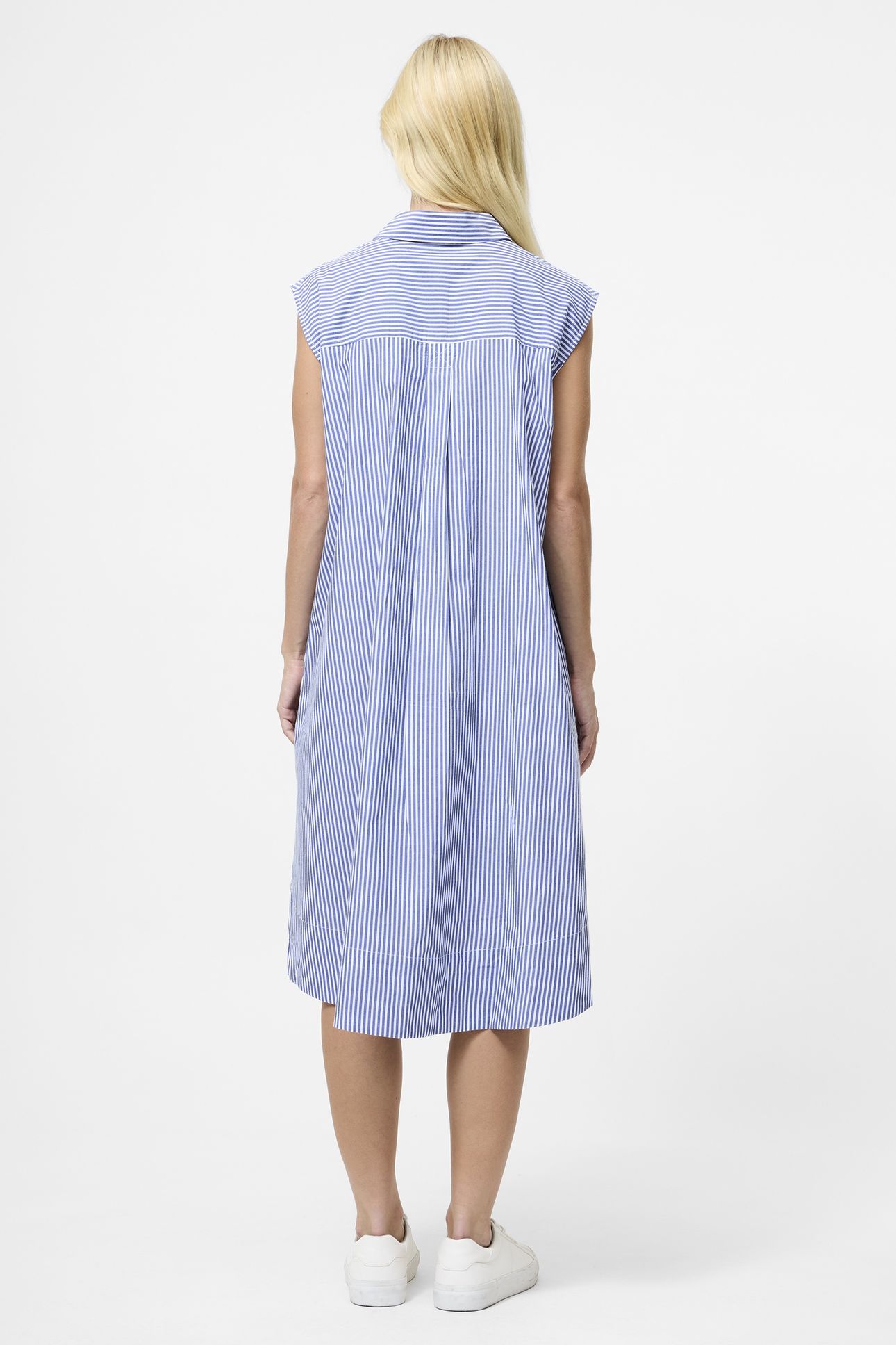 RHODES STRIPE S/LESS DRESS LINEN WHITE/MARINE 3