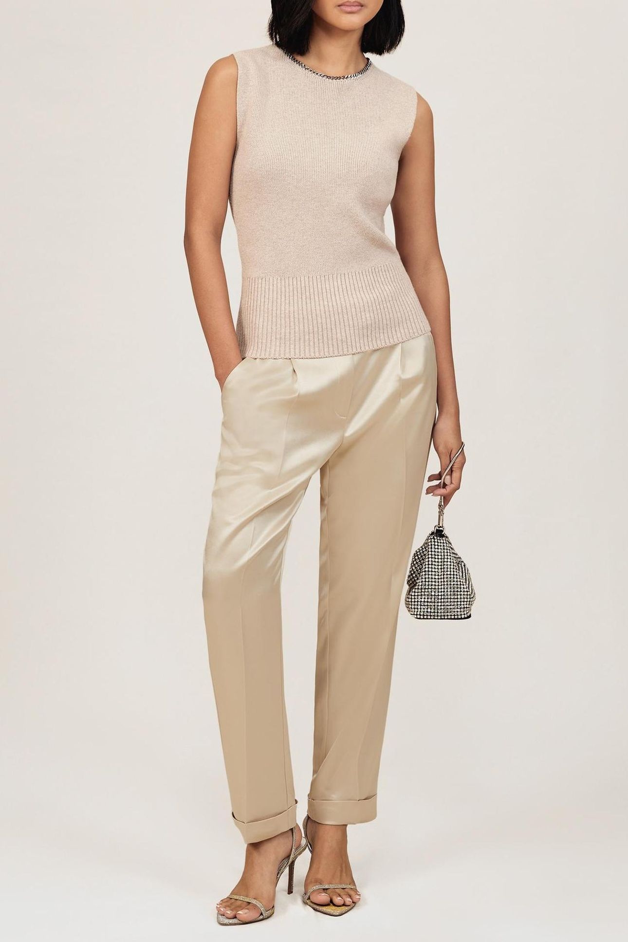 SATIN TAPER TROUSER NEUTRAL 3