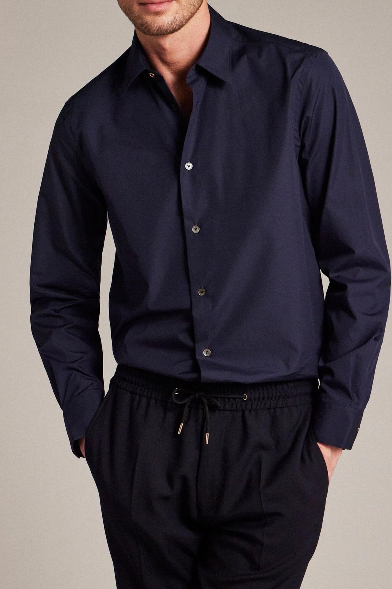 MENS S/C REGULAR FIT SHIRT VERY DARK NAVY 1