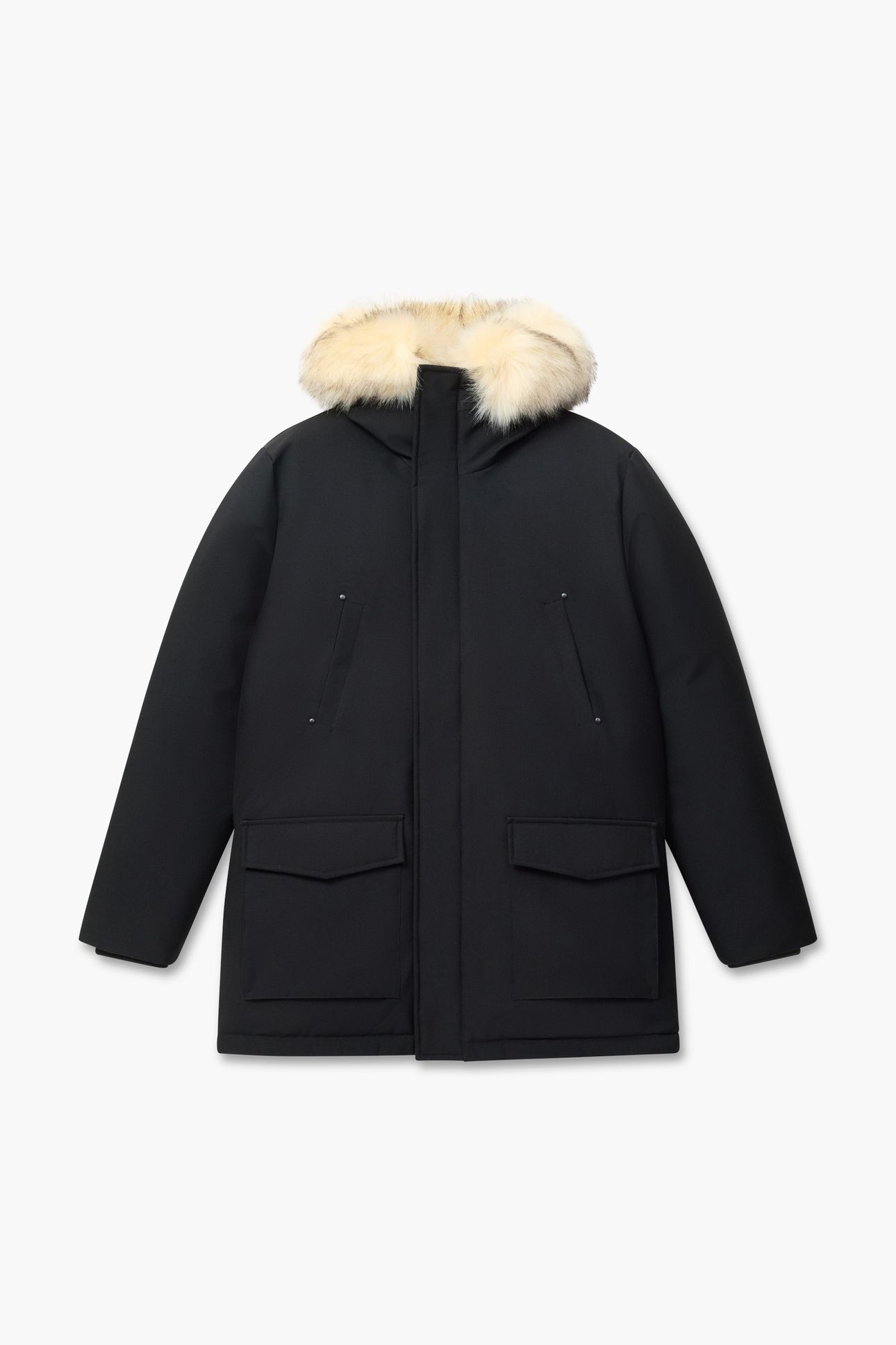 PADDED FAUX FUR HOODED PARKA BLACK BLACK 3