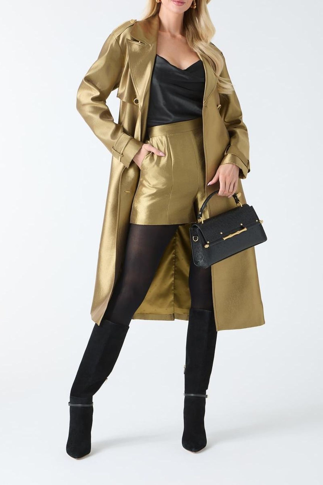 MILLA TRENCH COAT ANTIQUE GOLD MULTI 2