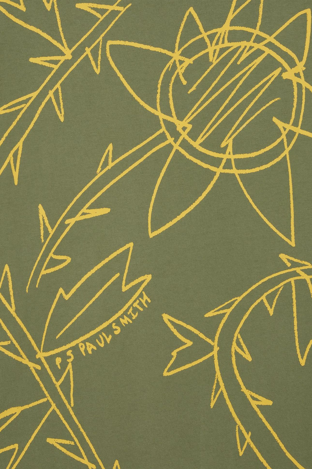 MENS REG FIT SS TSHIRT SKETCH FLORAL LT GREYISH GREEN 3