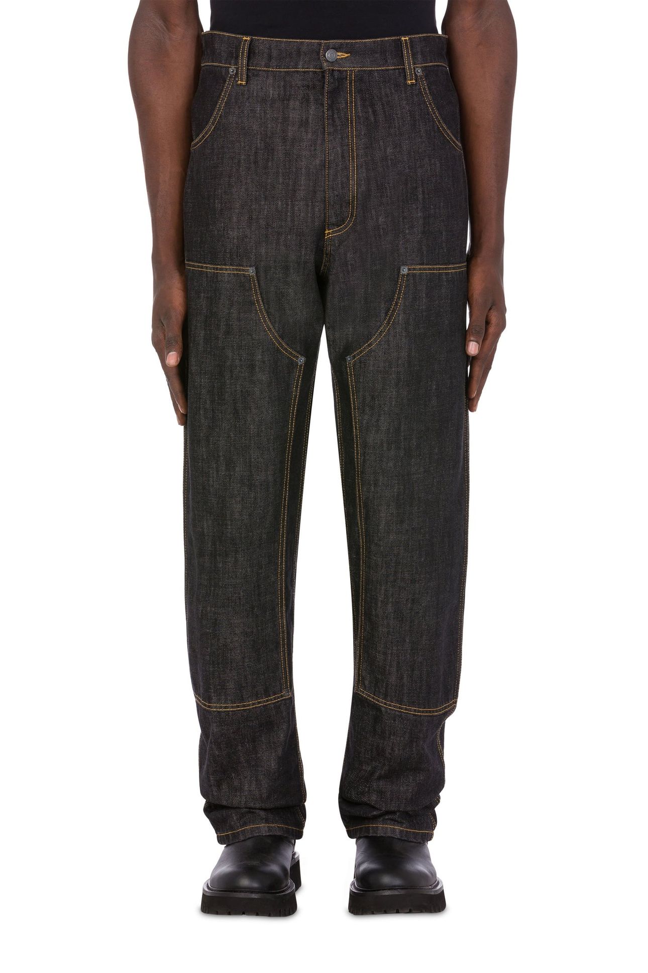 BLACK LOGO LABEL DENIM TROUSERS BLACK 1