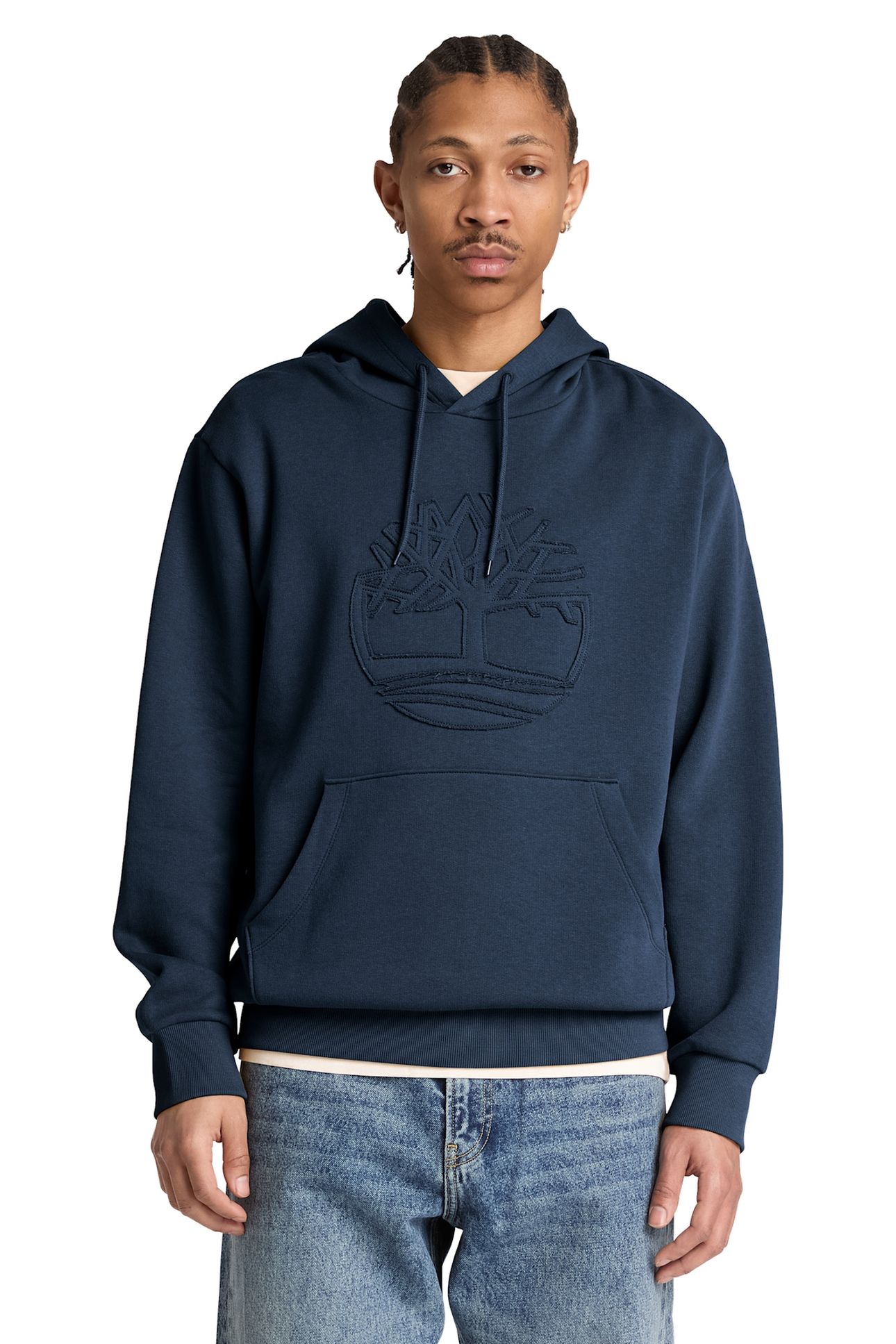 WAREHAM TREE LOGO PATCH BB HOODIE DARK SAPPHIRE 1