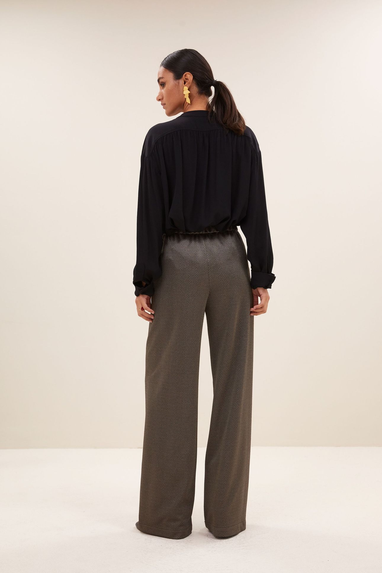 LISSA HERRINGBONE PANTS BISCUIT 4