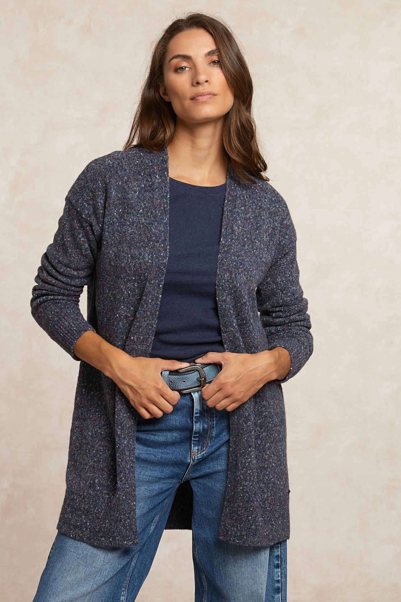 LONG DOTTED V-NECK CARDIGAN BLUE 3