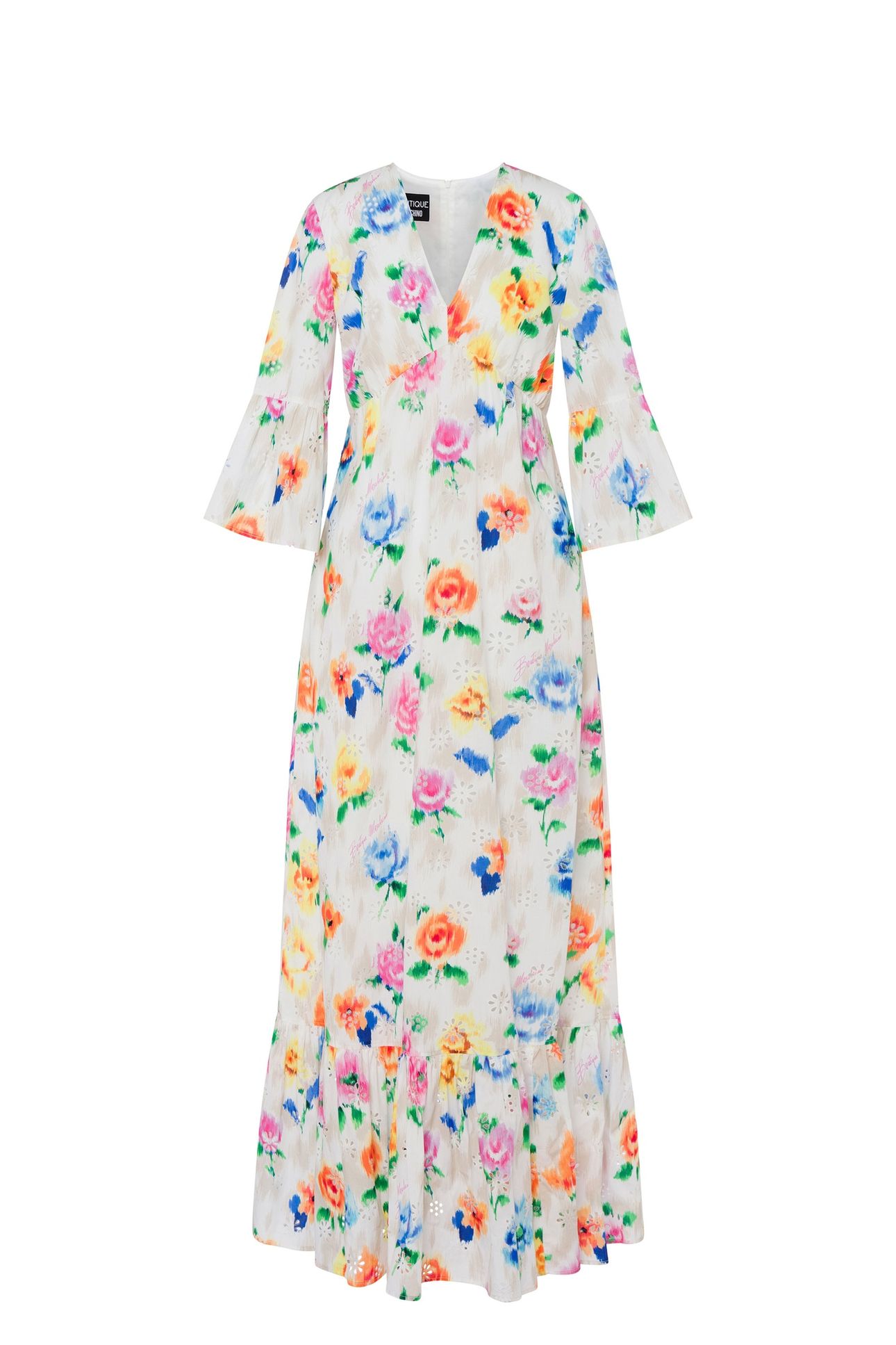 FLOWER CHINÉ ANGLAISE BRODERIE DRESS WHITE 3