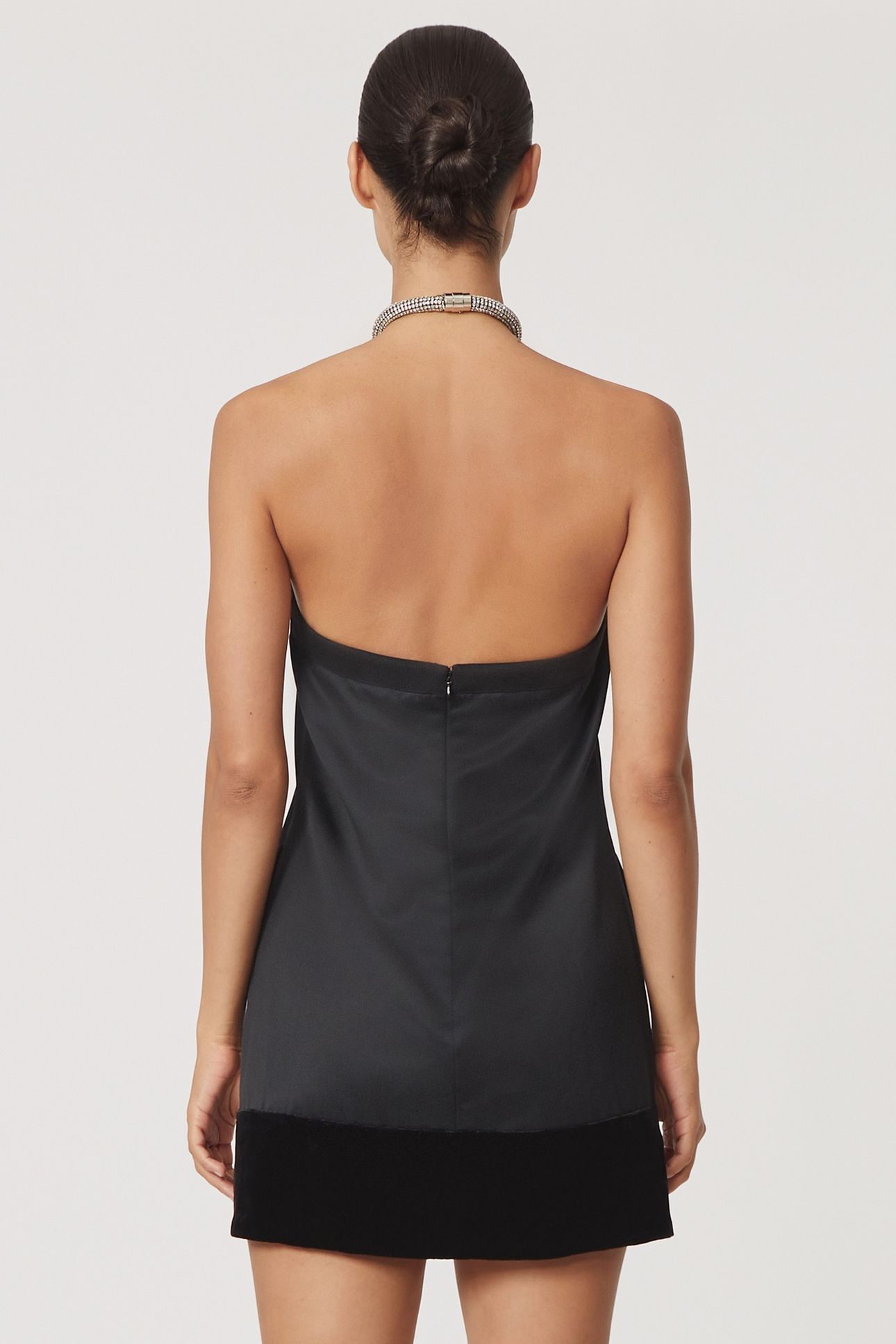 EMBELLISHED NECKLACE MINI DRESS BLACK 2