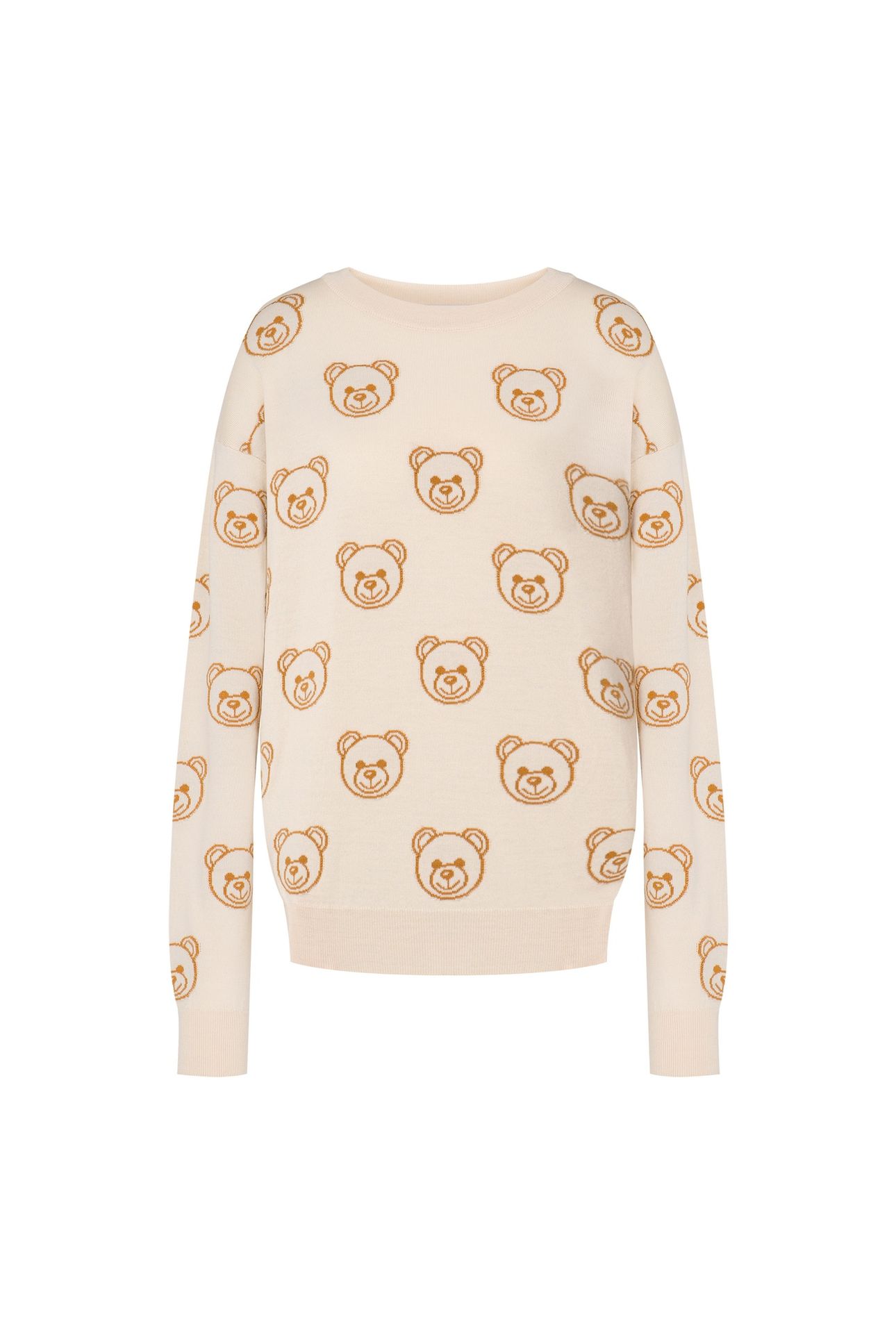 ALLOVER TEDDY BEAR WOOL PULLOVER WHITE 3