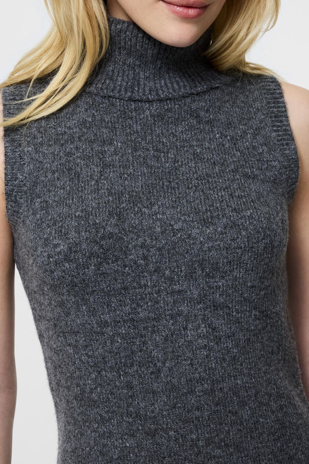 grey sleeveless turtleneck dress VHARI SLVLSS MID MEL | Online Outlet Collection:Jac