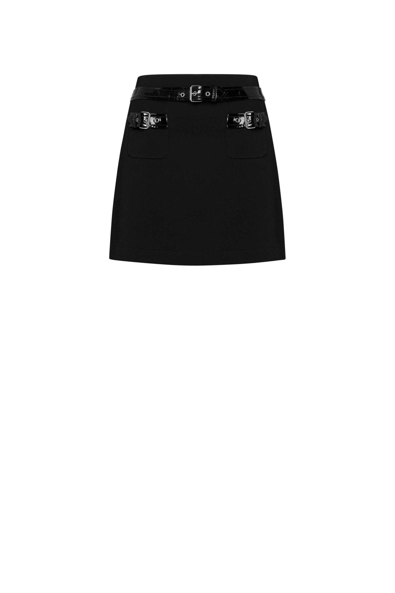 BONDAGE BUCKLE STRETCH CADY MINISKIRT BLACK 3
