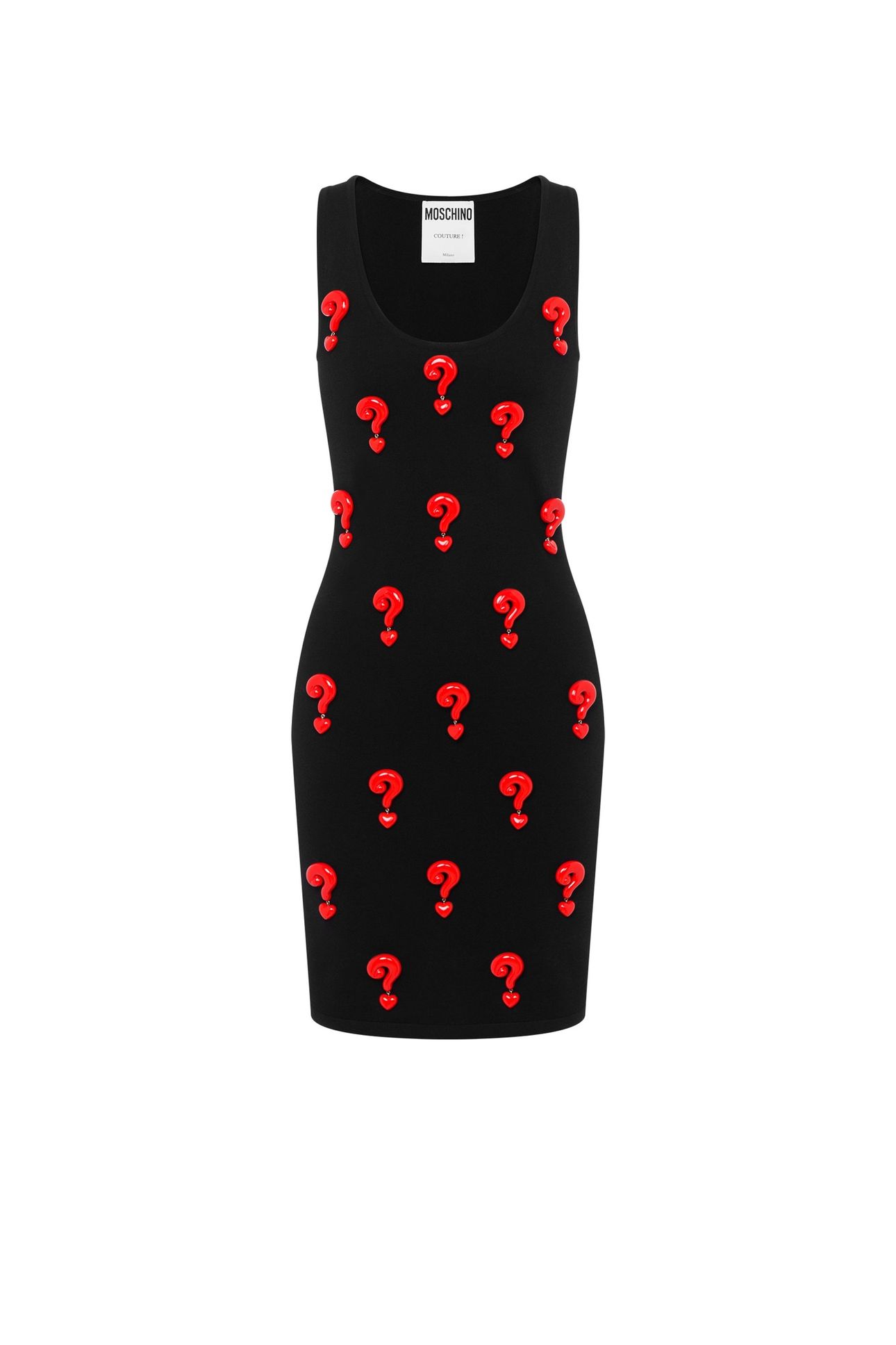 RED QUESTION MARKS STRETCH DRESS BLACK 3