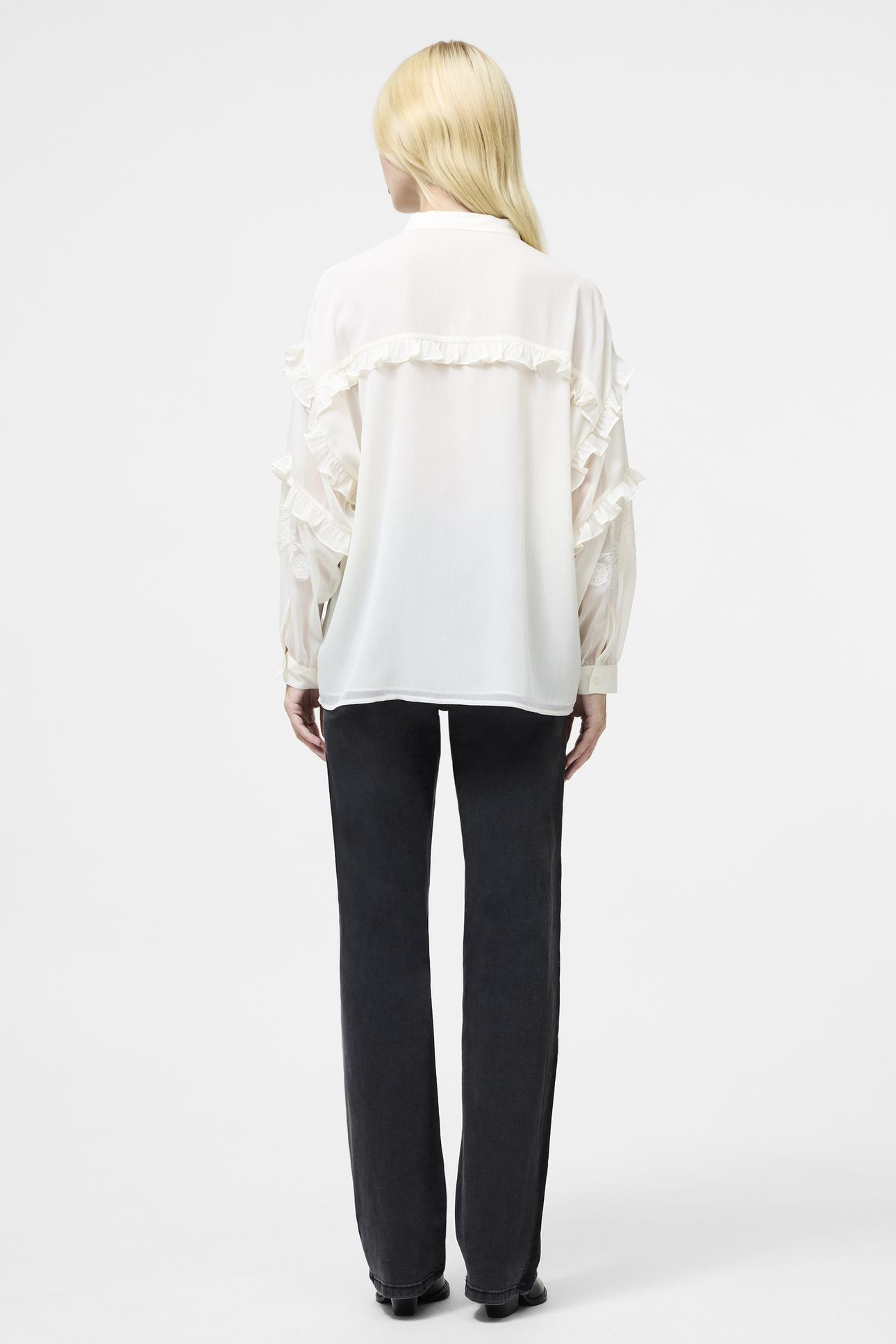 EMINA CHIFFON EMBROIDERED SHIR PORCELAIN CREAM 3