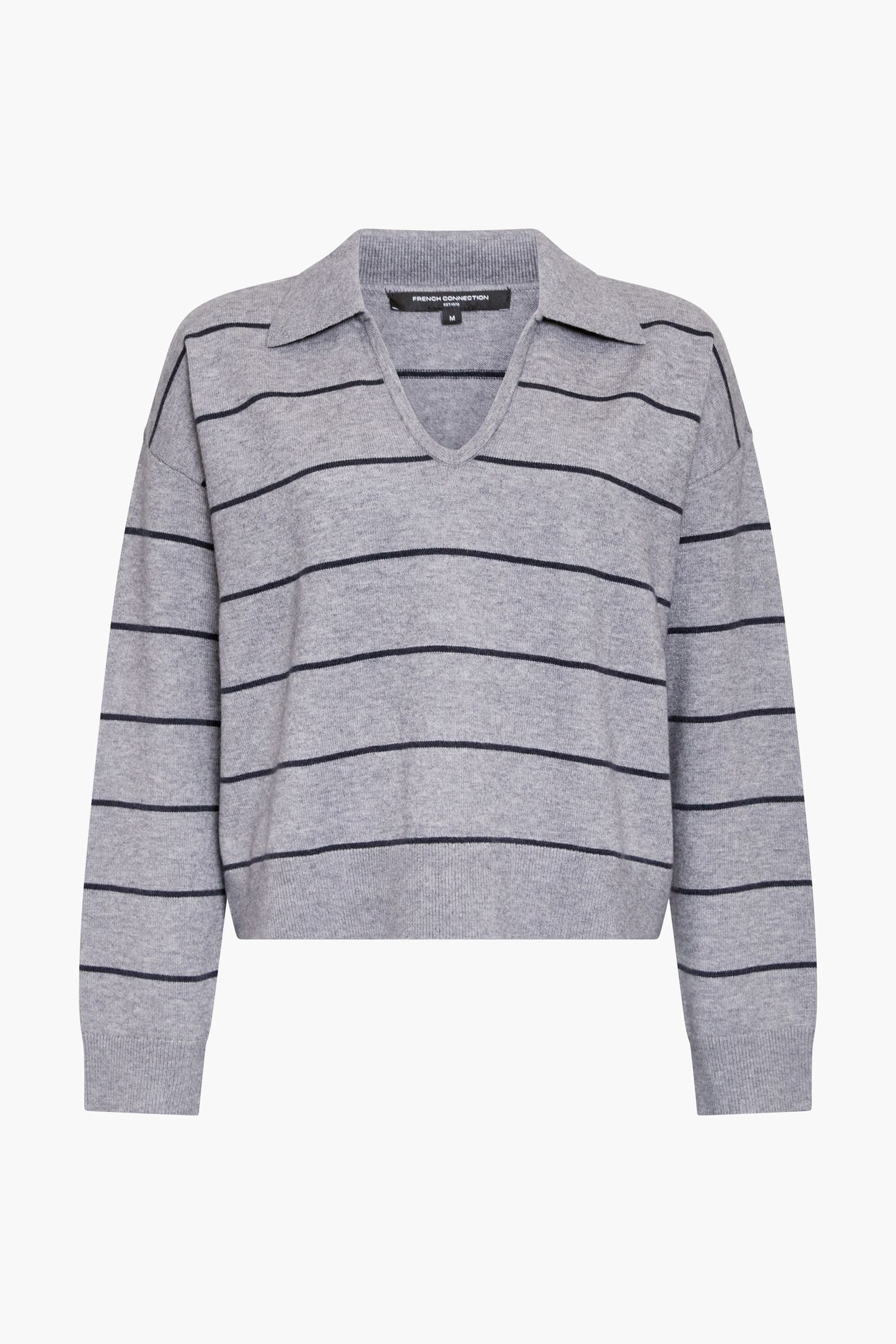SLOANE KNIT STRIPE PULLOVER HEATHER GREY/MARINE 4
