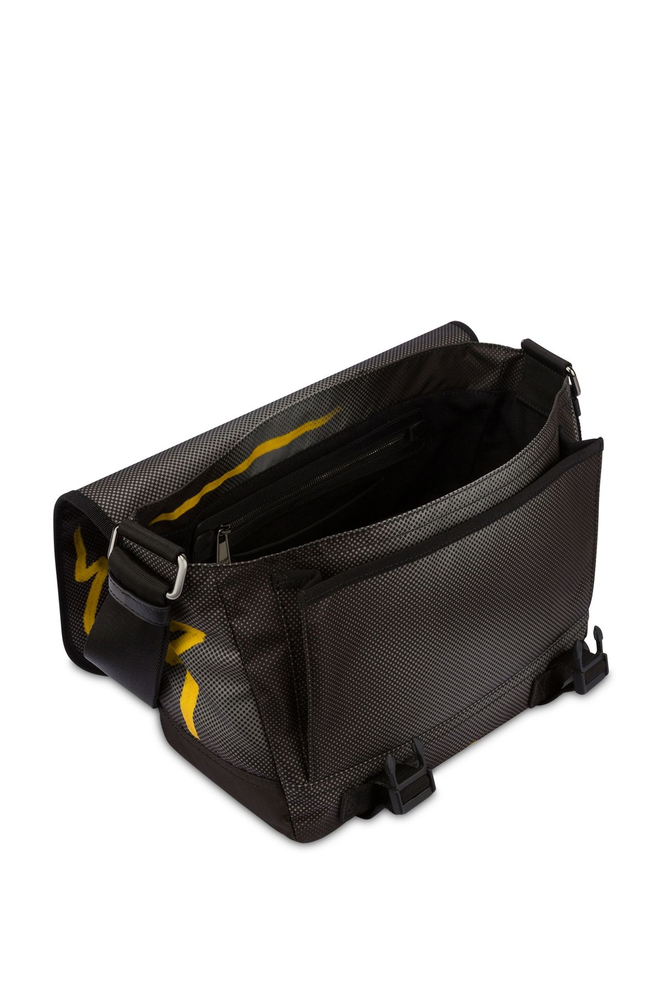 MESSENGER BAG IN NYLON SHADOWS & SQUIGGLES GREY 3