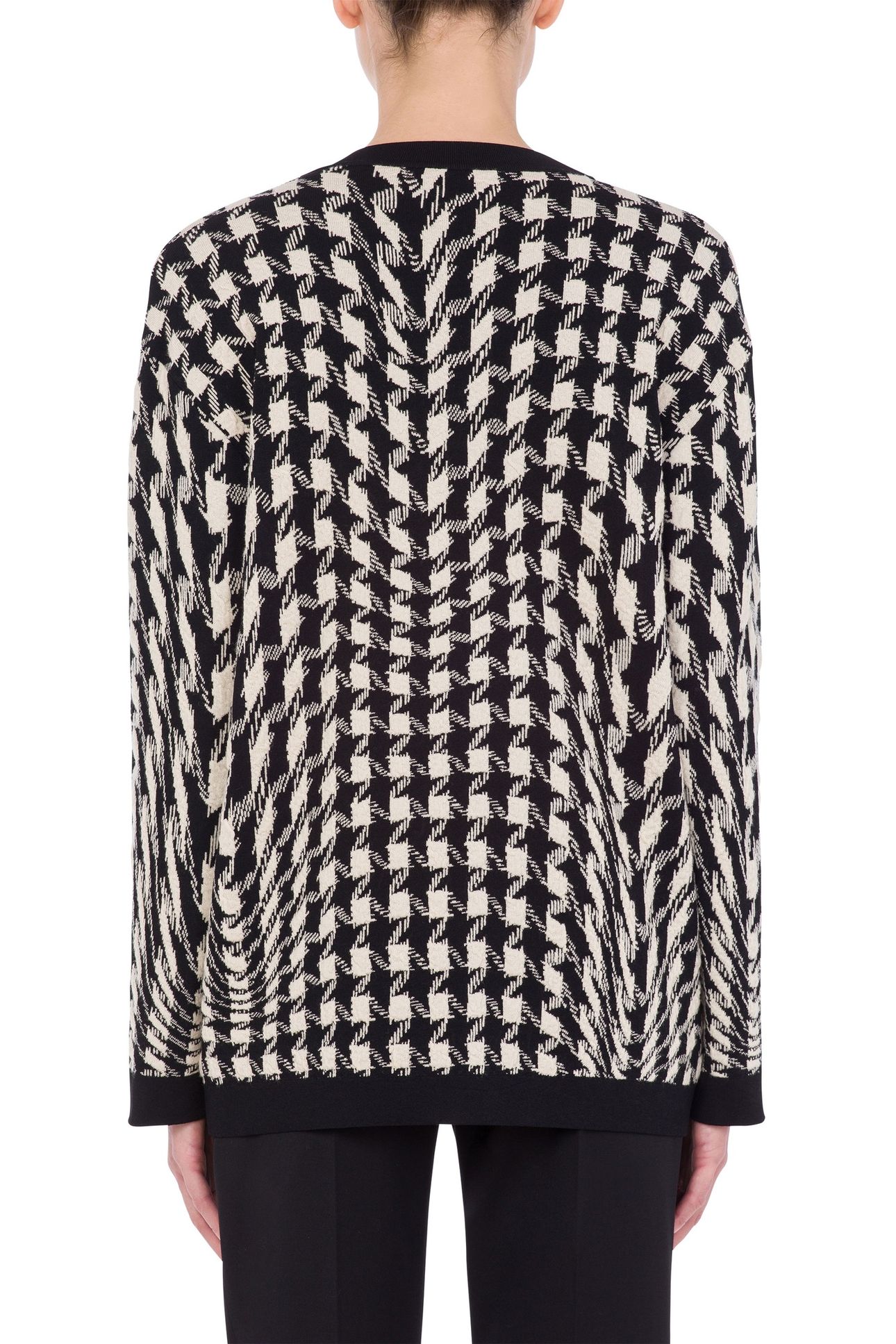 MORPHED HOUNDSTOOTH STRETCH CARDIGAN WHITE 2