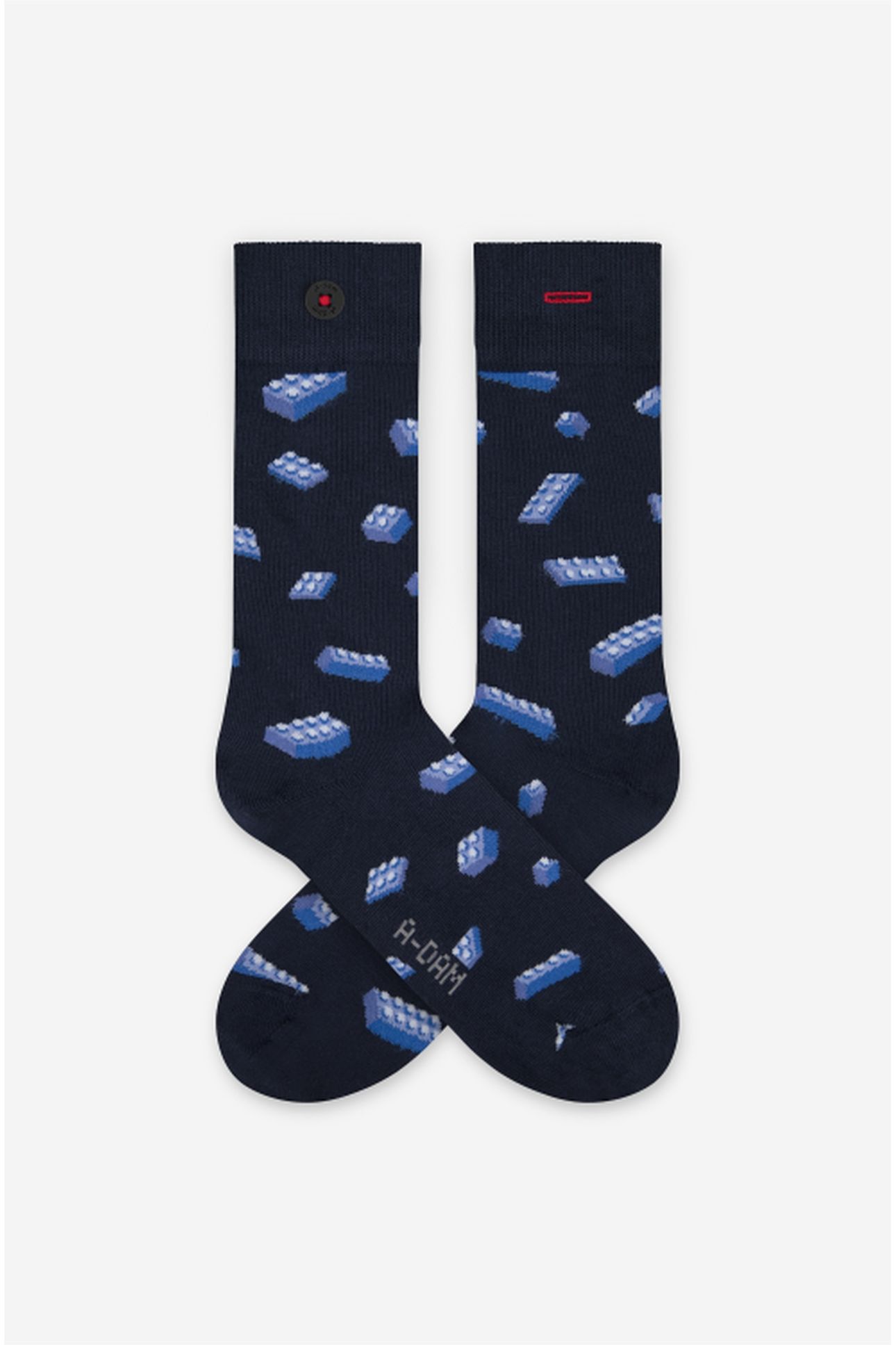 A-DAM 3-PACK CASUAL SOCKS BUILDING BLOCKS BLUE DARK NAVY 2
