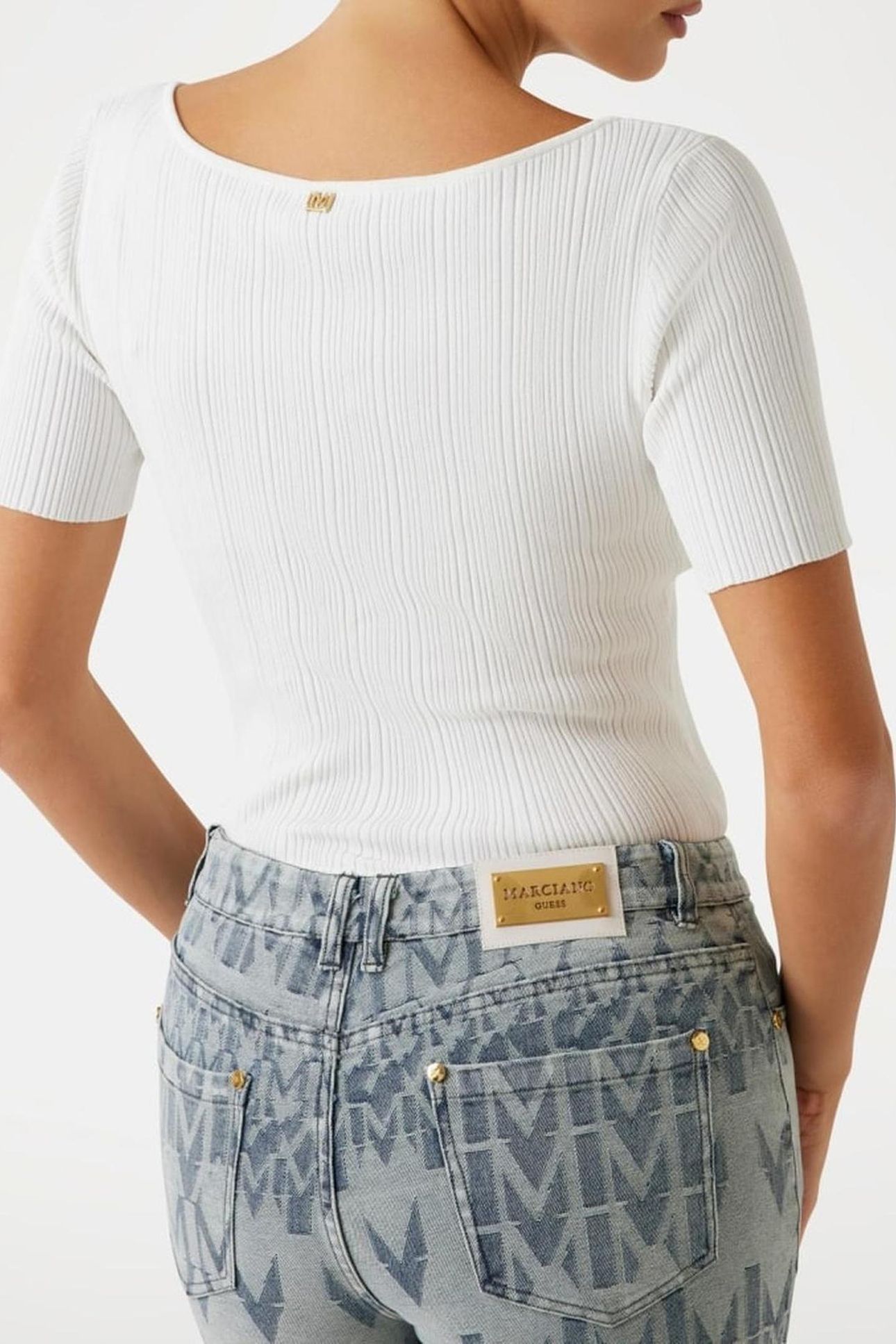 KATHLEEN SS RIBBED T WHITE PEAKS 3