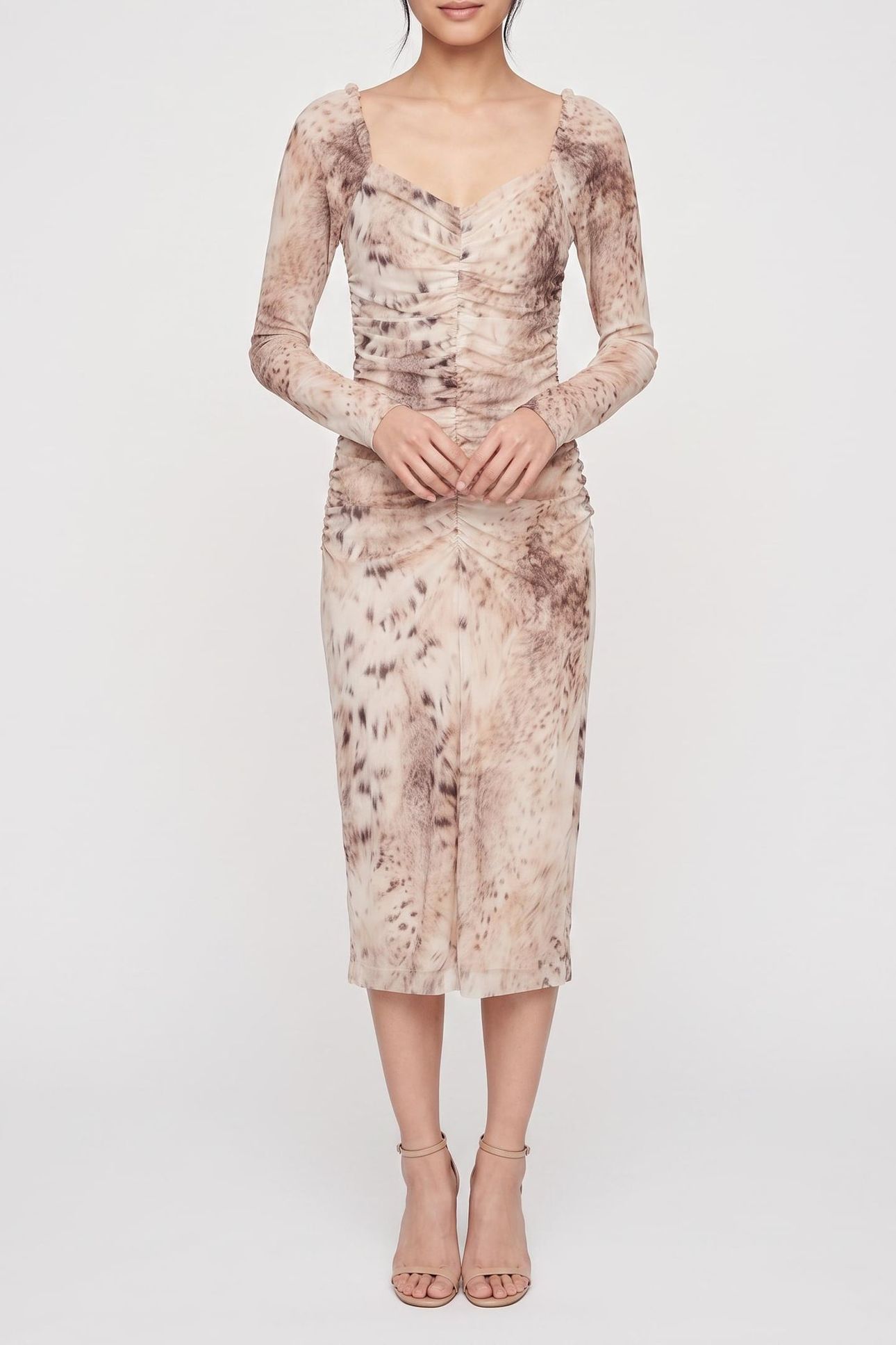 HOLLY LS DRAPEP DRES SNOW LYNX 1