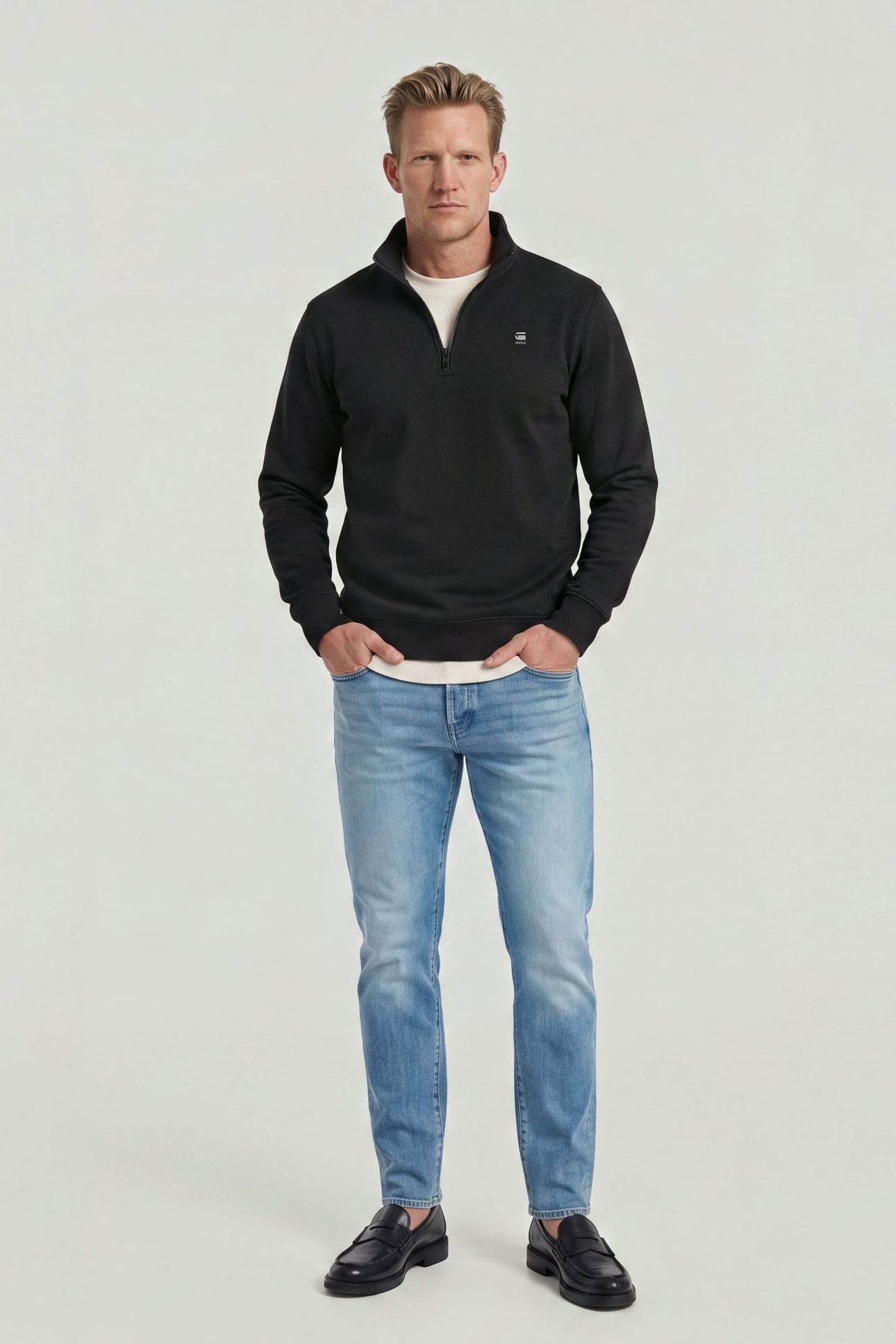 CORE HALF ZIP STAND UP COLLAR SWEAT L/S BLACK 3