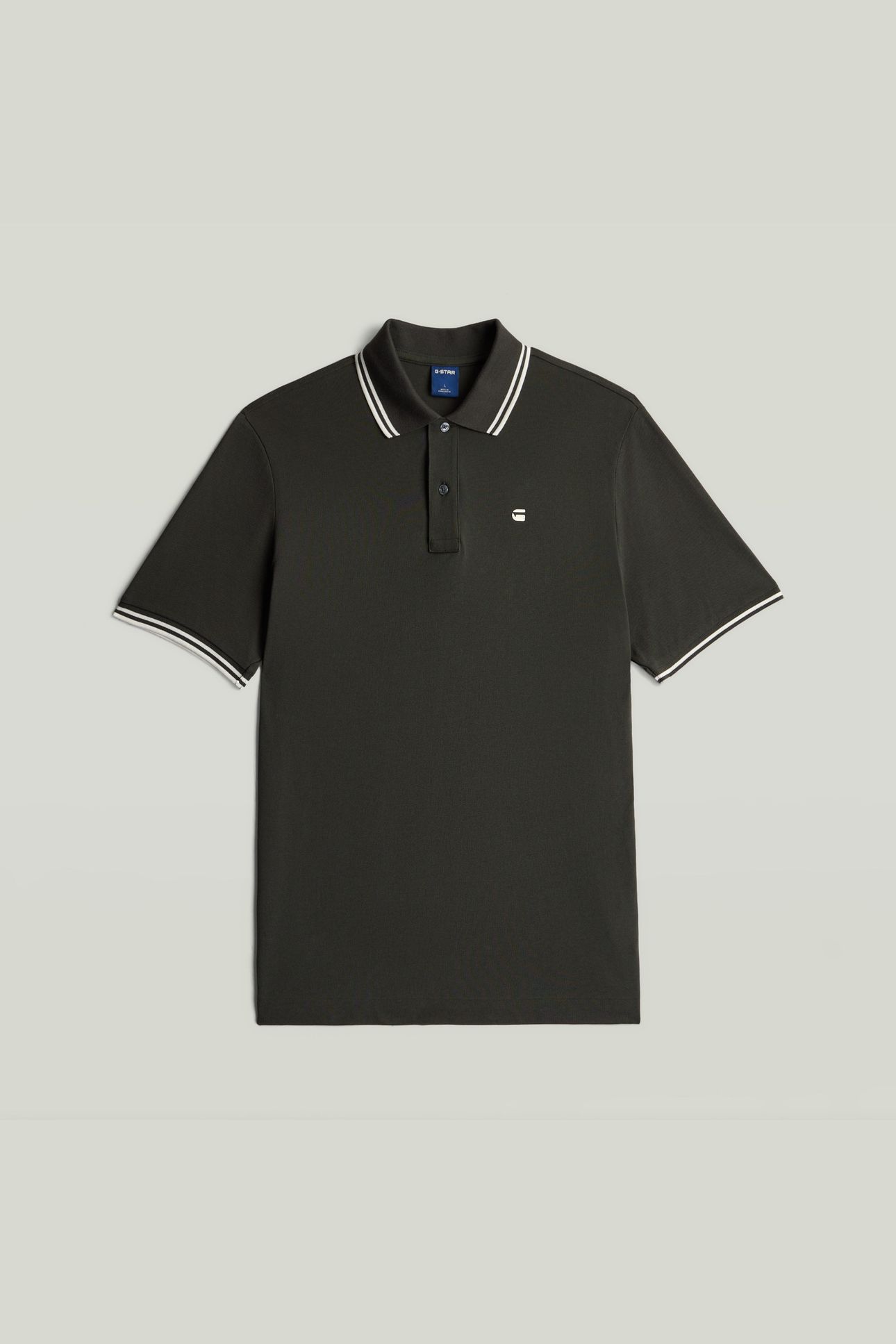 STRIPED COLLAR SLIM POLO S/S GREY 4