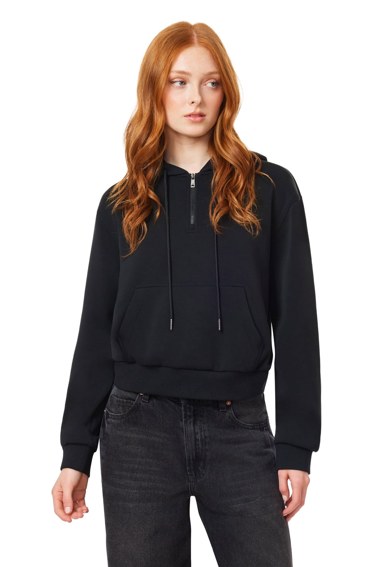 QUARTER ZIP HOODIE BLACK 1