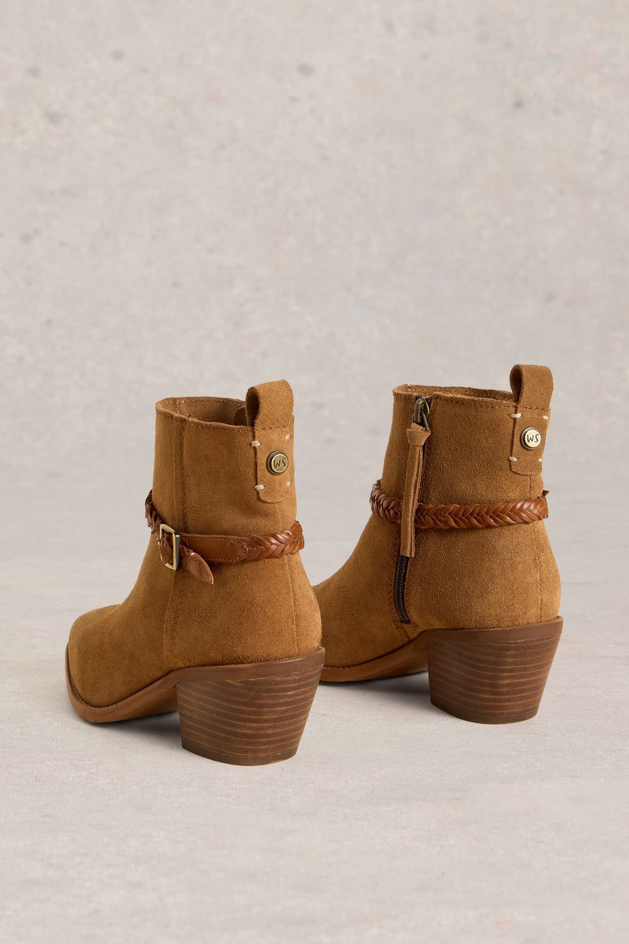 PEONY SUEDE PLAIT STRAP BOOT MID TAN 5