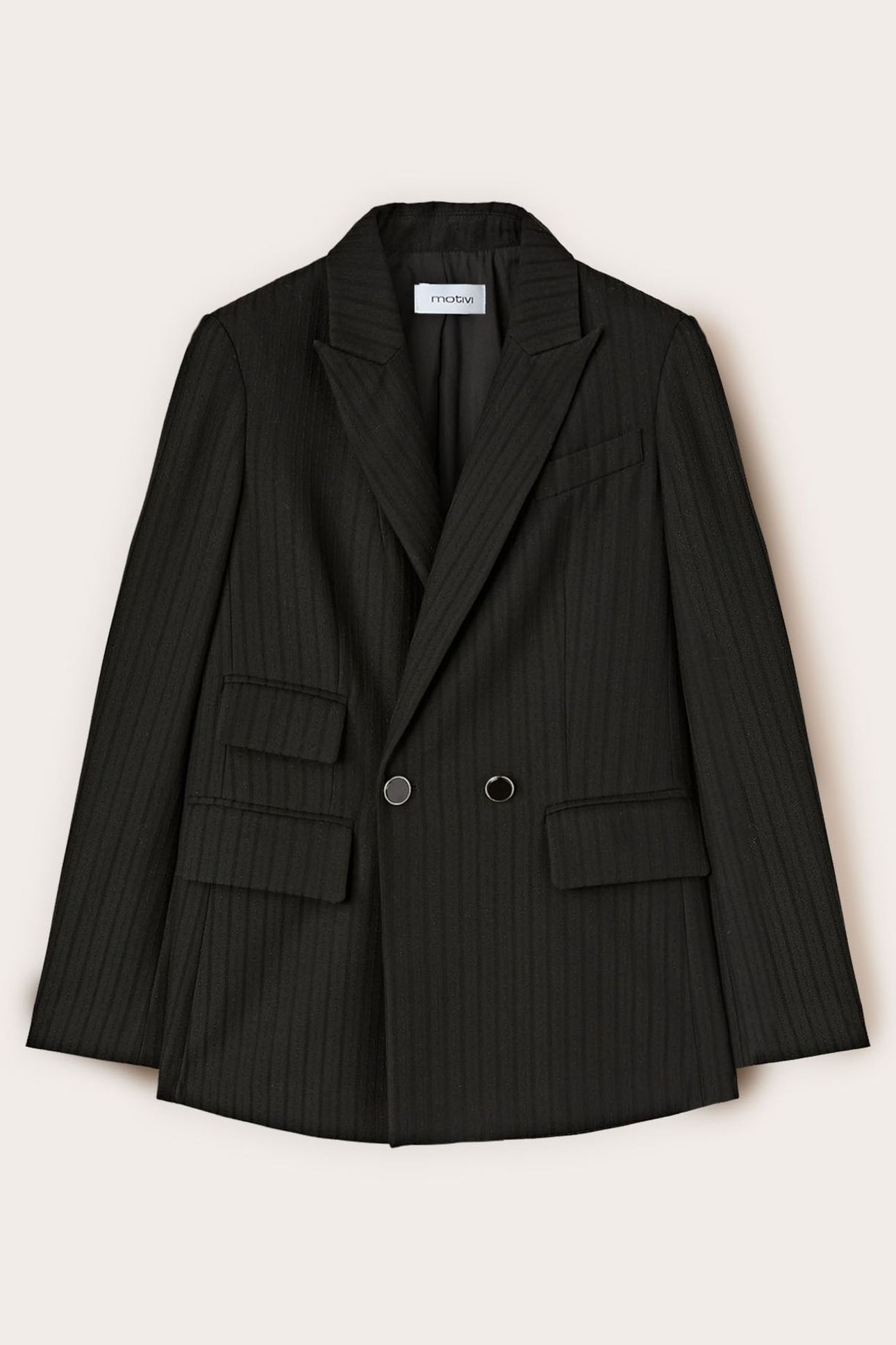STRUCTURED DOUBLE-BREASTED PINSTRIPE JACKET BLACK 4