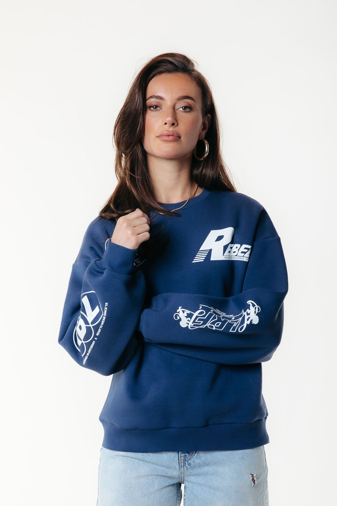 LOGOS DROPPED SHOULDER SWEAT DEEP COBALT 1
