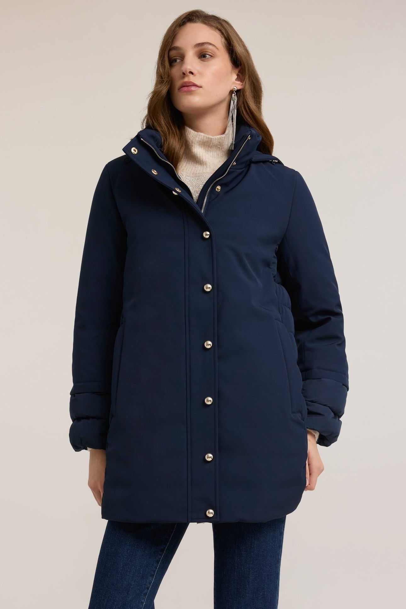DOWN JACKET WITH REMOVABLE HOOD BLUE 2