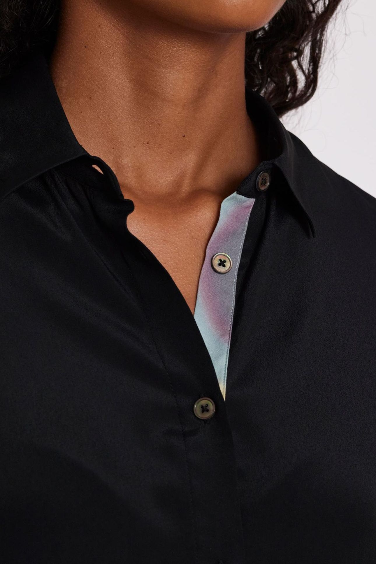 WOMENS SPRAY SWIRL PLACKET SHIRT BLACK 7