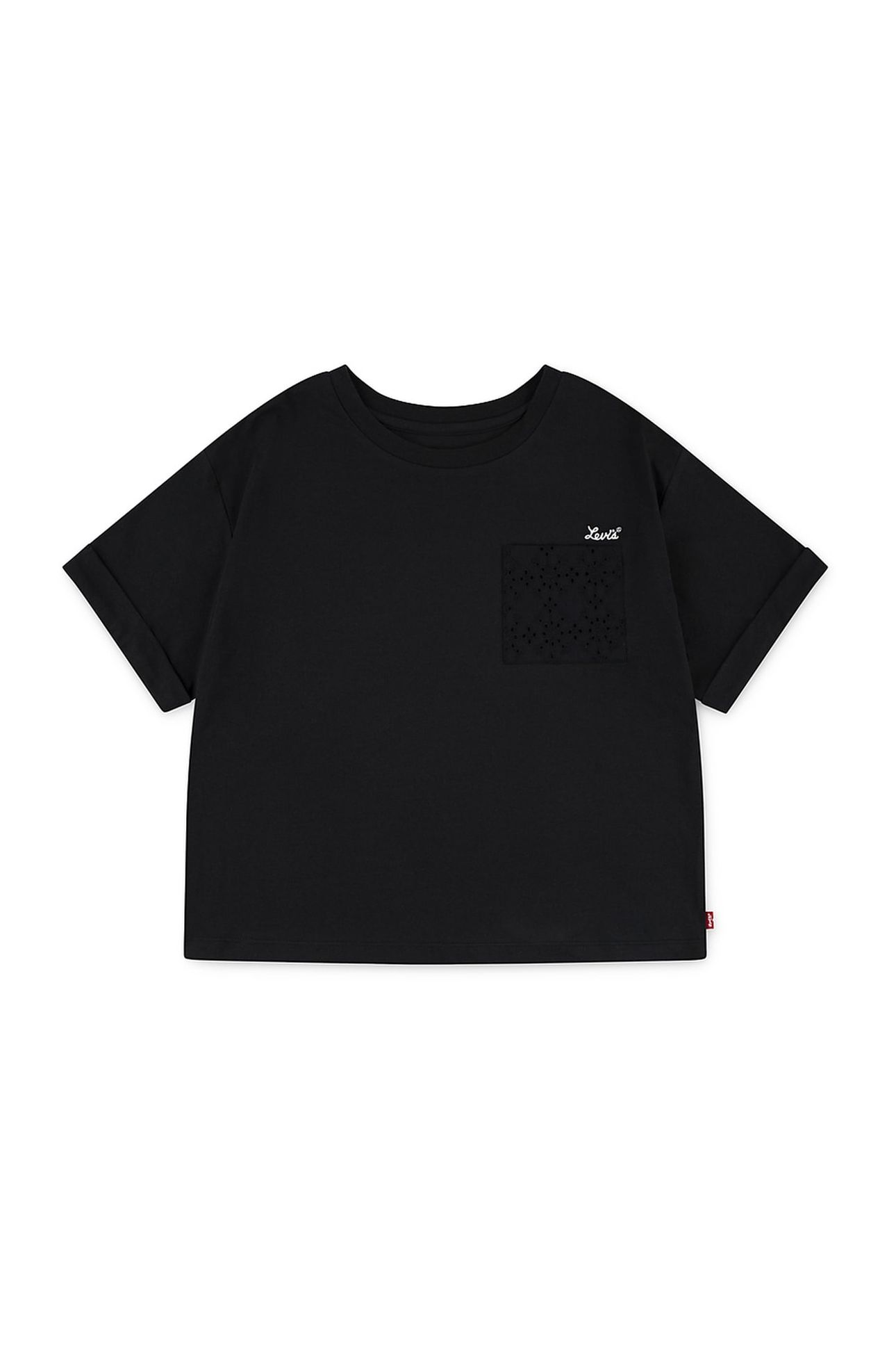 GIRLS ROLL CUFF MEET AND GREET TEE BLACK 1