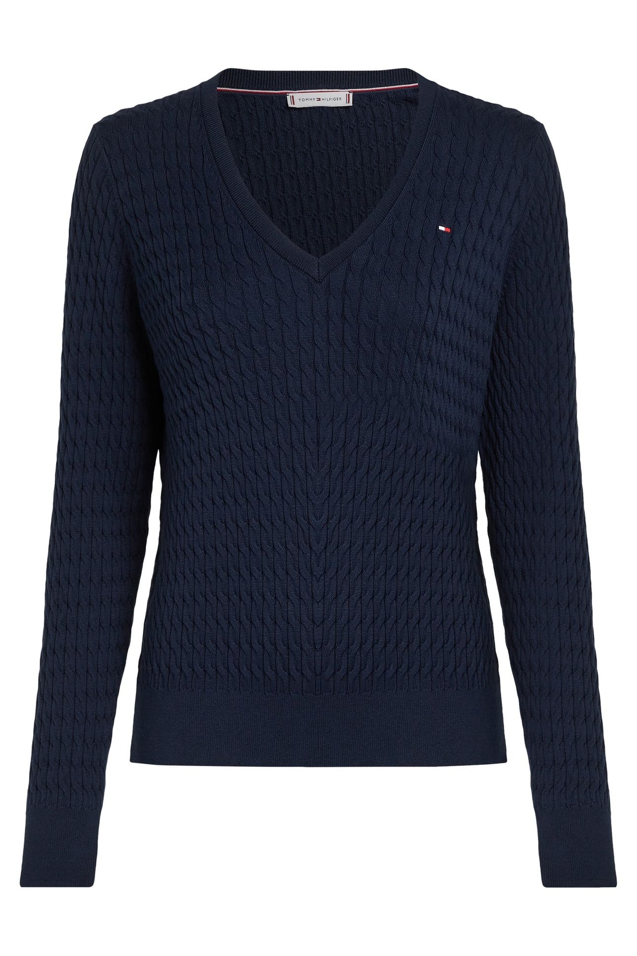CO CABLE FINE GG V-NECK DARK BLUE 6