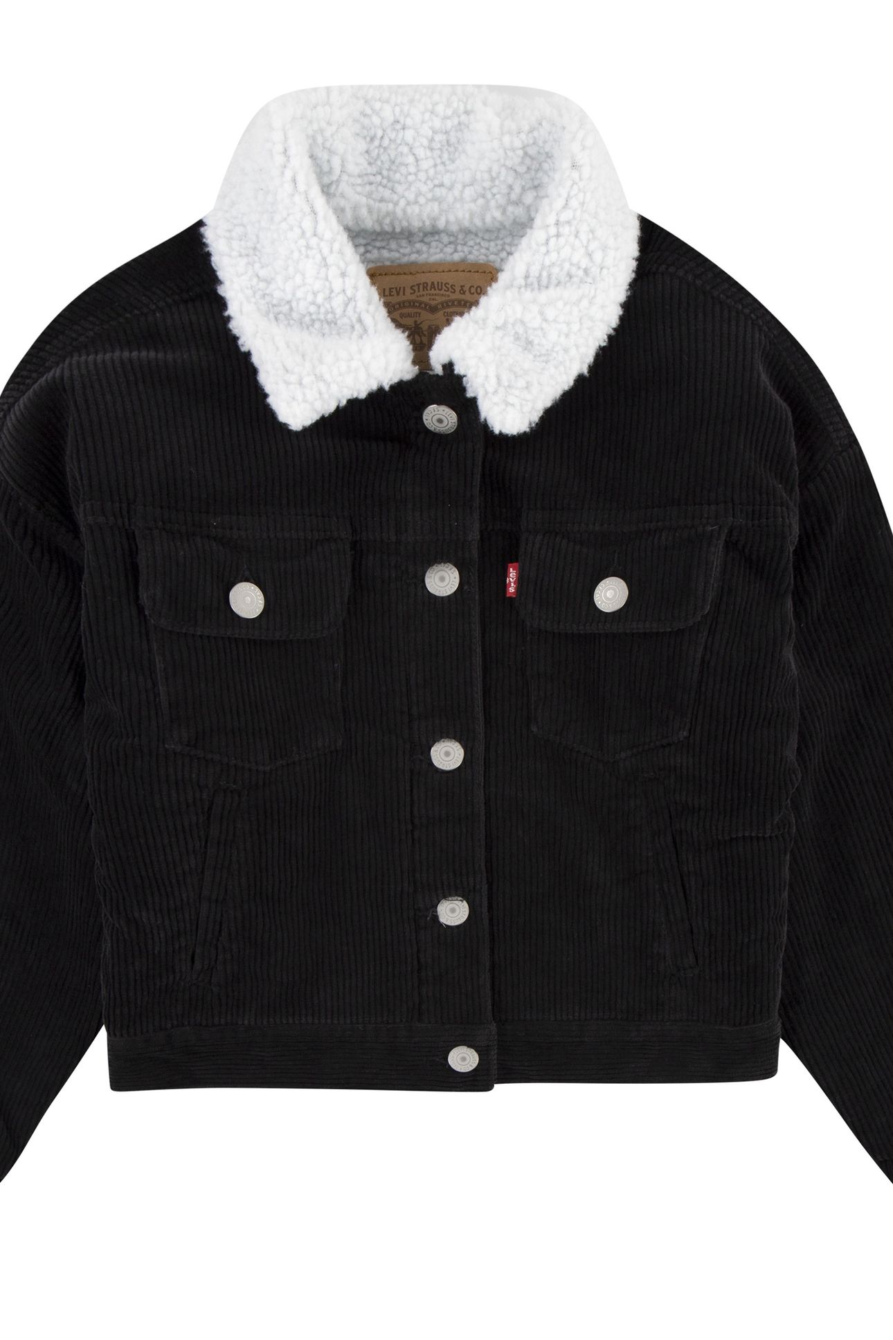 GIRLS BABY BAGGY CORDUROY TRUCKER JACKET BLACK 1
