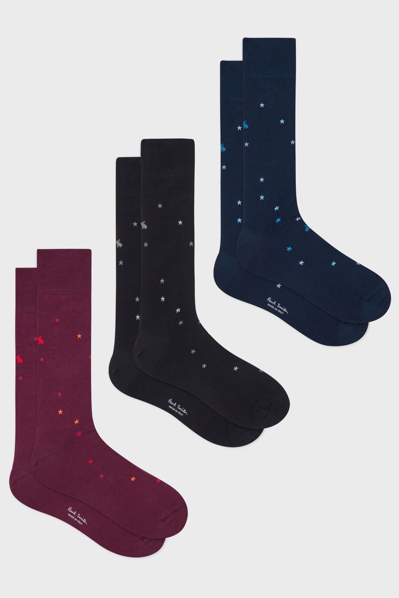 MEN SOCK 3PK STAR BUNNY MIXED PLATE 1