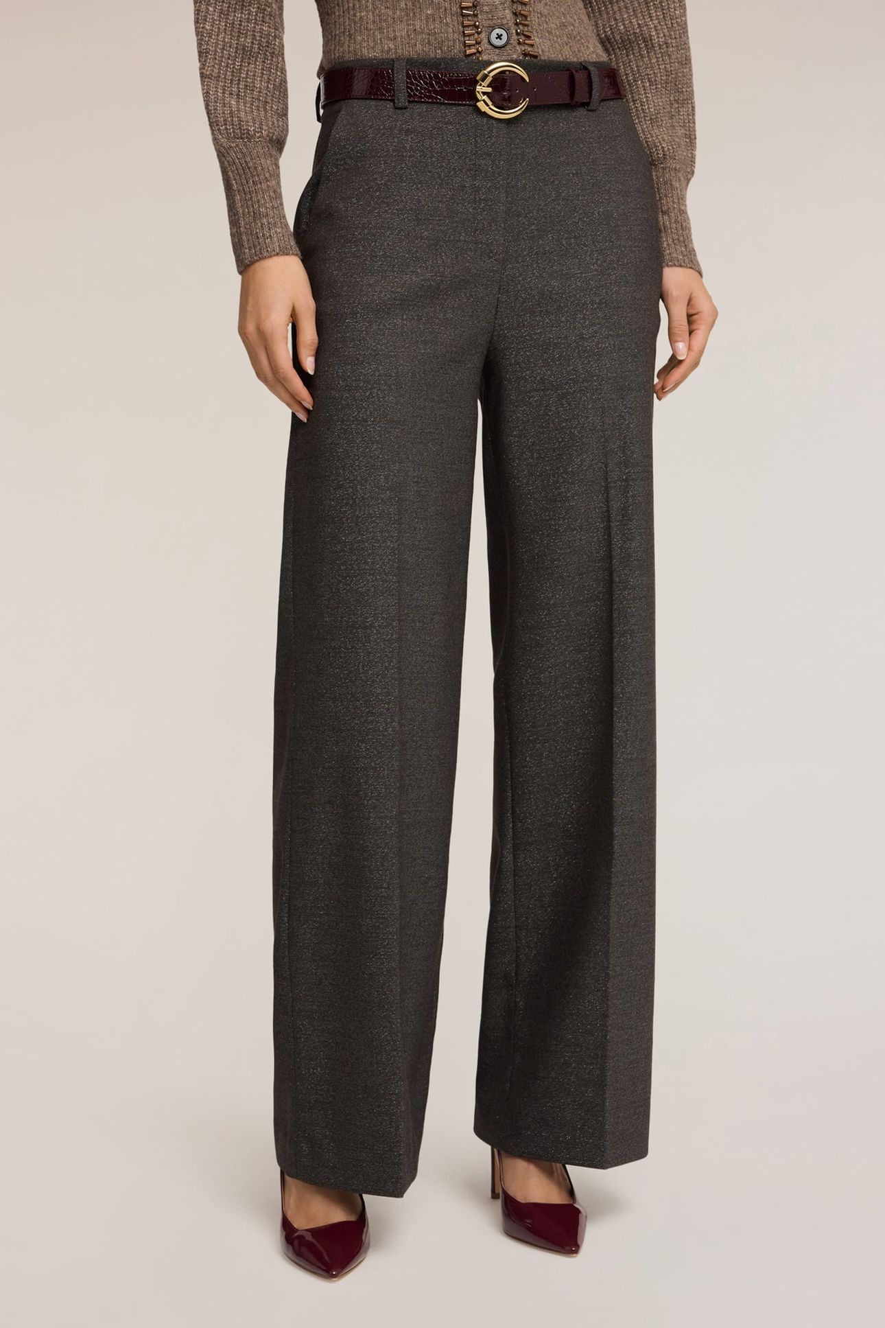 PALAZZO PANTS IN MIXED LUREX ARMORED FABRIC GREY 1