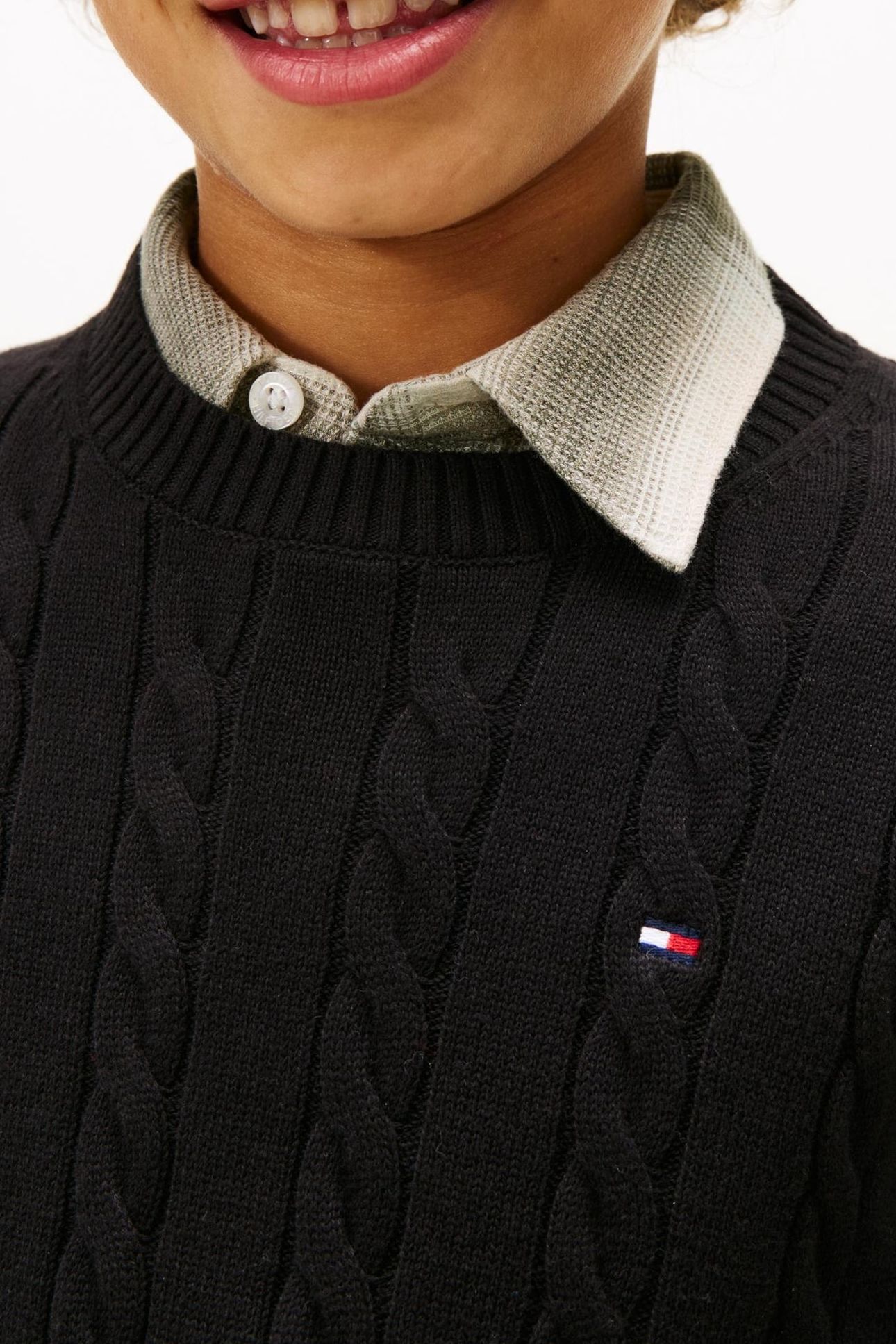 BOYS COTTON CABLE SWEATER BLACK 6
