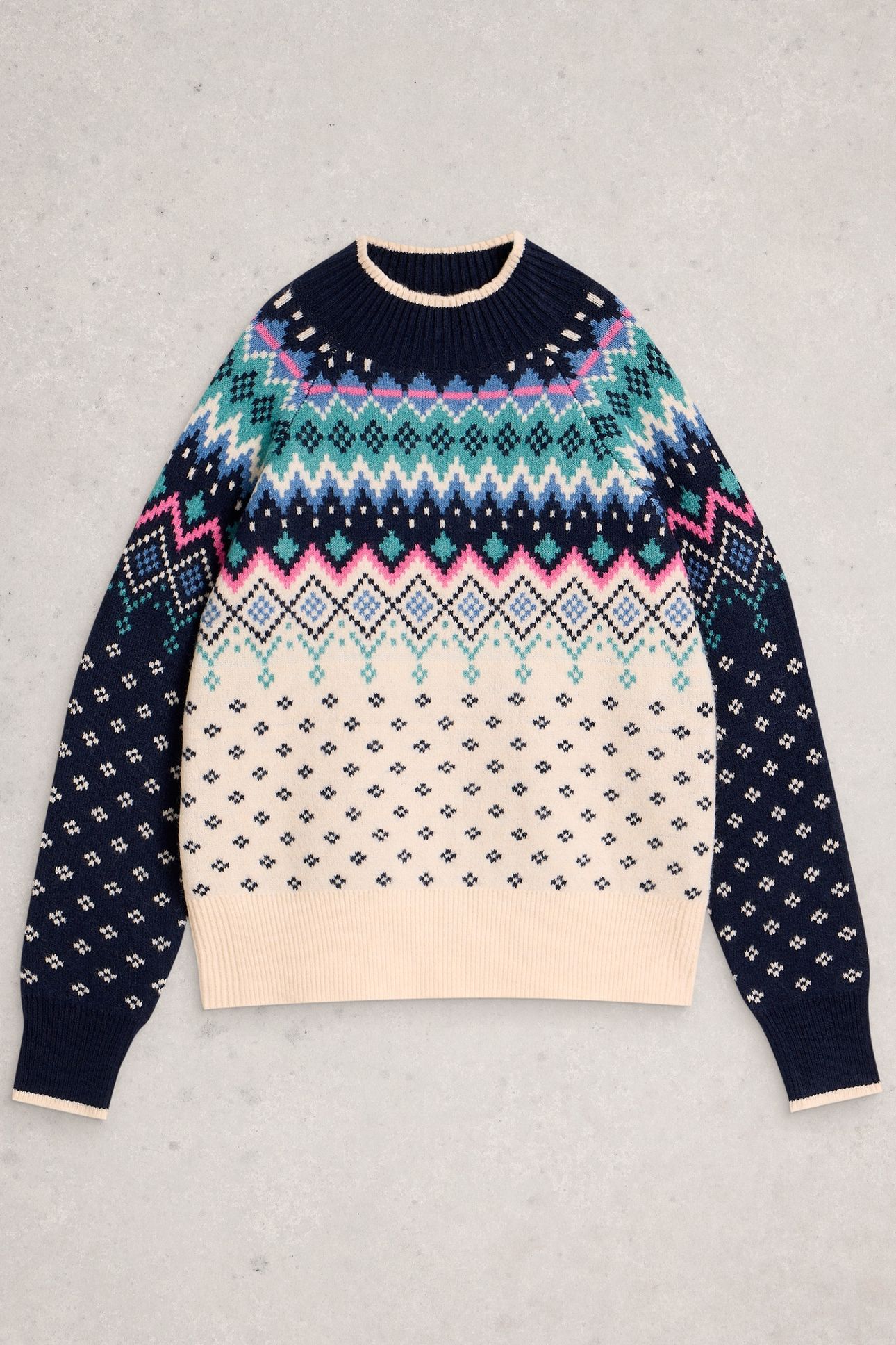 FAIRISLE HIGH NECK JUMPER NAVY MULTI 1