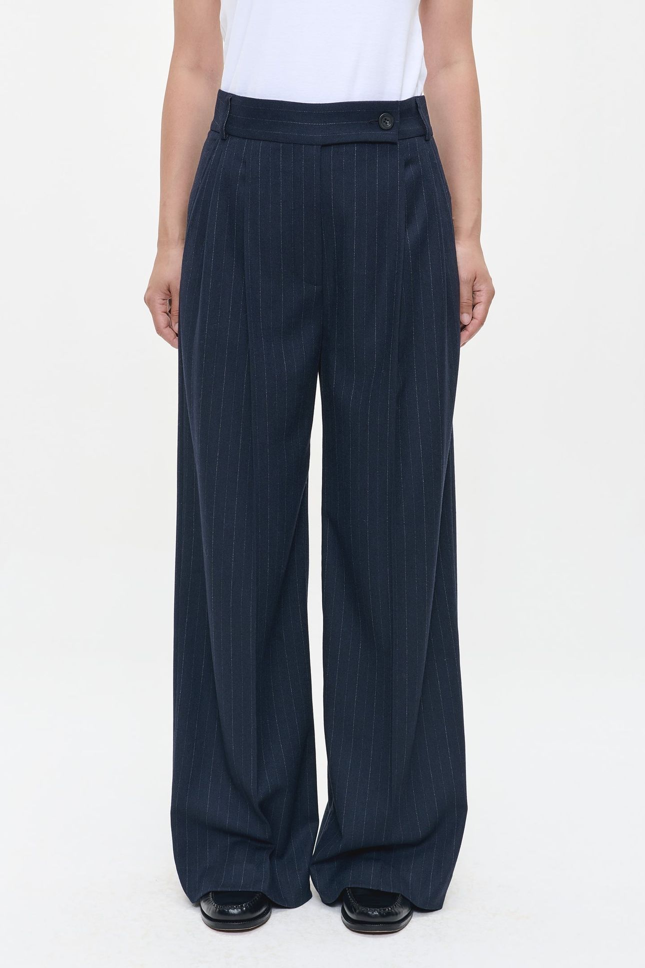 PIN STRIPE DEVON PANTS MIDNIGHT BLUE 1